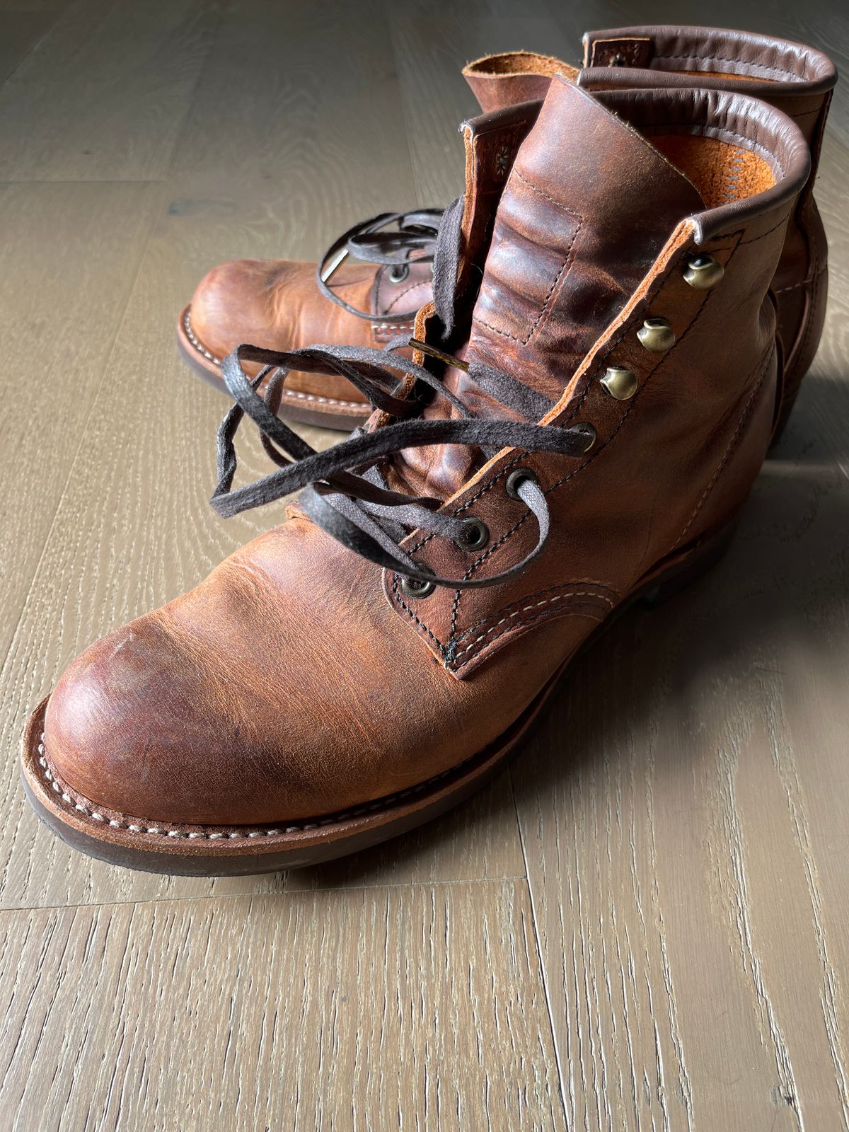 Photo by patinainprogress on July 9, 2024 of the Red Wing Blacksmith in S.B. Foot Copper Rough and Tough.