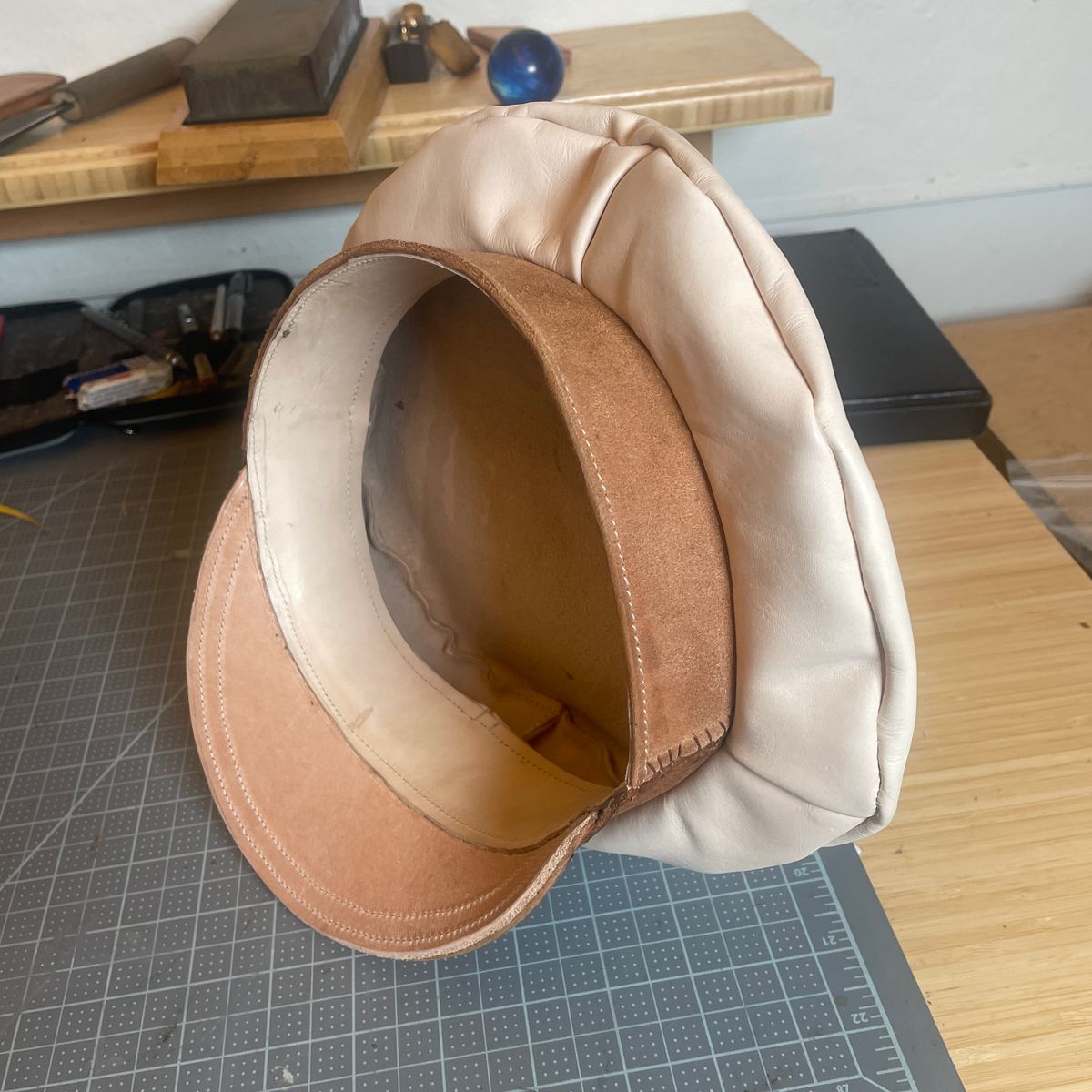 Photo by milokolb on October 3, 2025 of the Milo Kolb Hat in Guidi Culatta Horsebutt & Natural Veg Tan Calf.