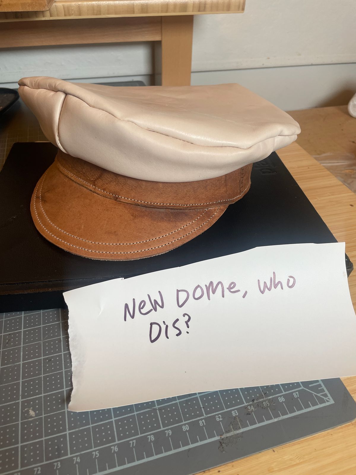Photo by milokolb on October 3, 2025 of the Milo Kolb Hat in Guidi Culatta Horsebutt & Natural Veg Tan Calf.