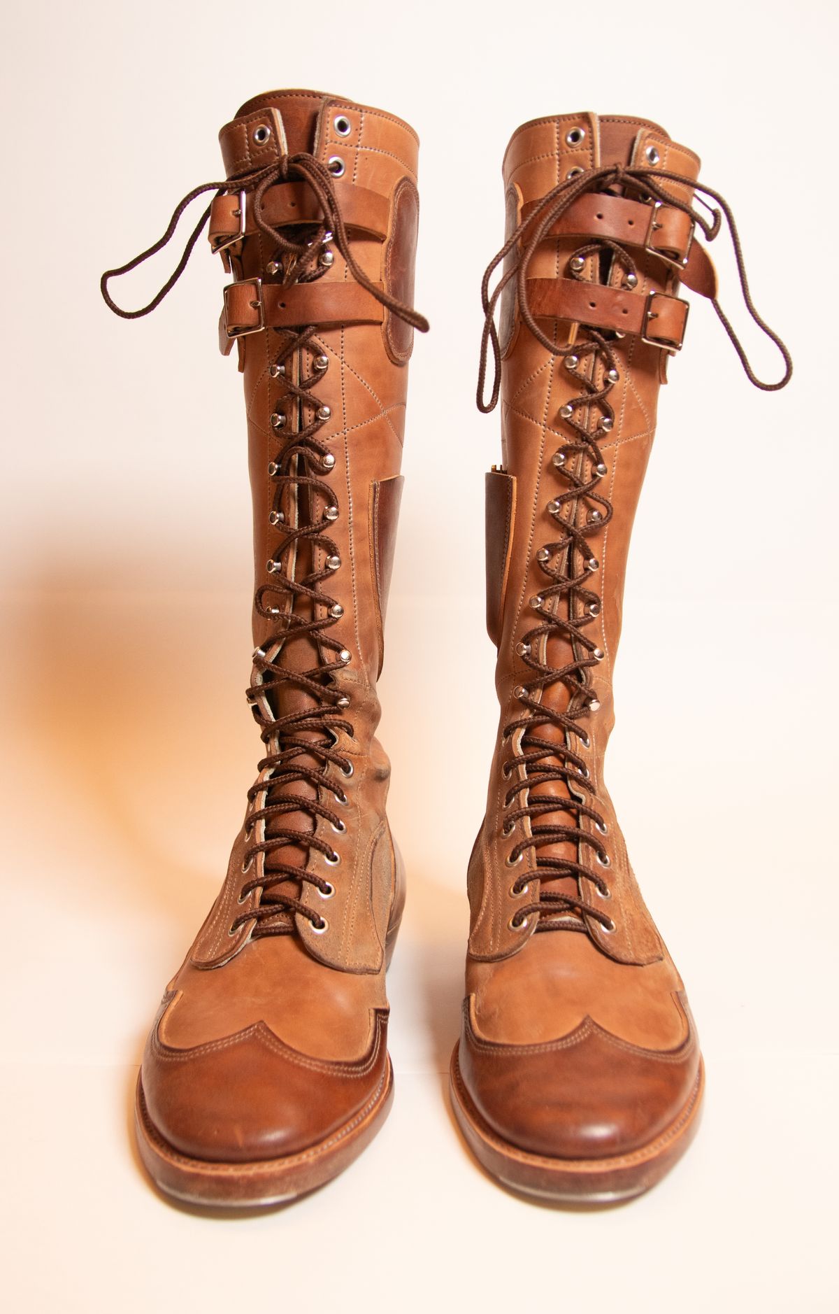 Photo by milokolb on October 1, 2025 of the Milo Kolb Tall Derby Boots in Guidi Flower Culatta Whiskey.