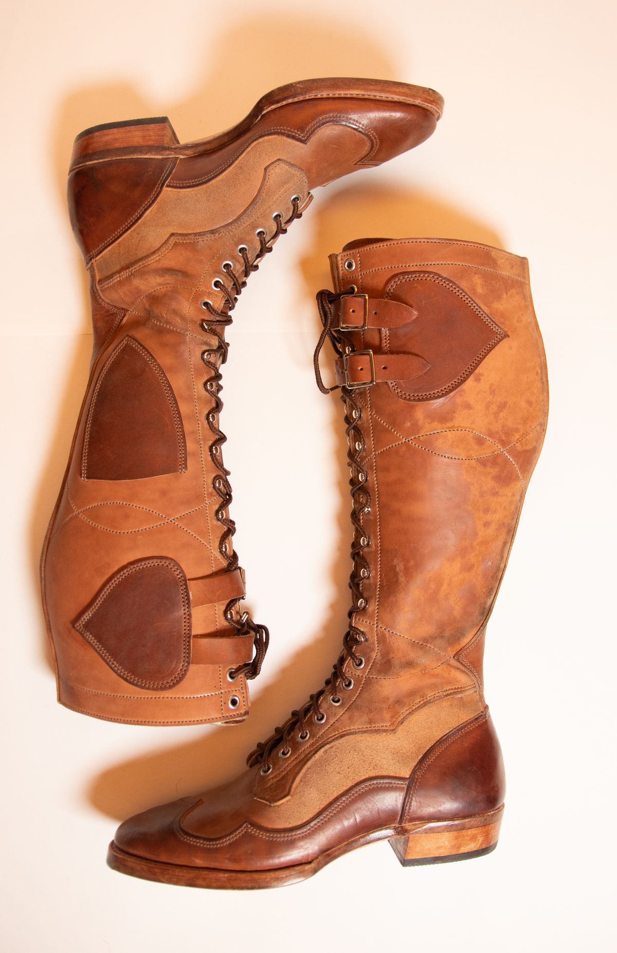 Photo by milokolb on October 1, 2025 of the Milo Kolb Tall Derby Boots in Guidi Flower Culatta Whiskey.