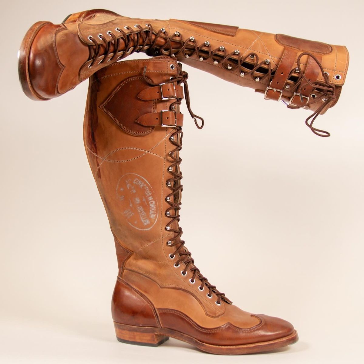 Photo by milokolb on October 1, 2025 of the Milo Kolb Tall Derby Boots in Guidi Flower Culatta Whiskey.