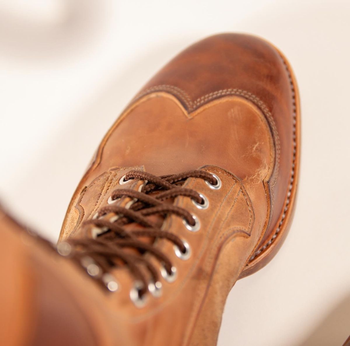 Photo by milokolb on October 1, 2025 of the Milo Kolb Tall Derby Boots in Guidi Flower Culatta Whiskey.