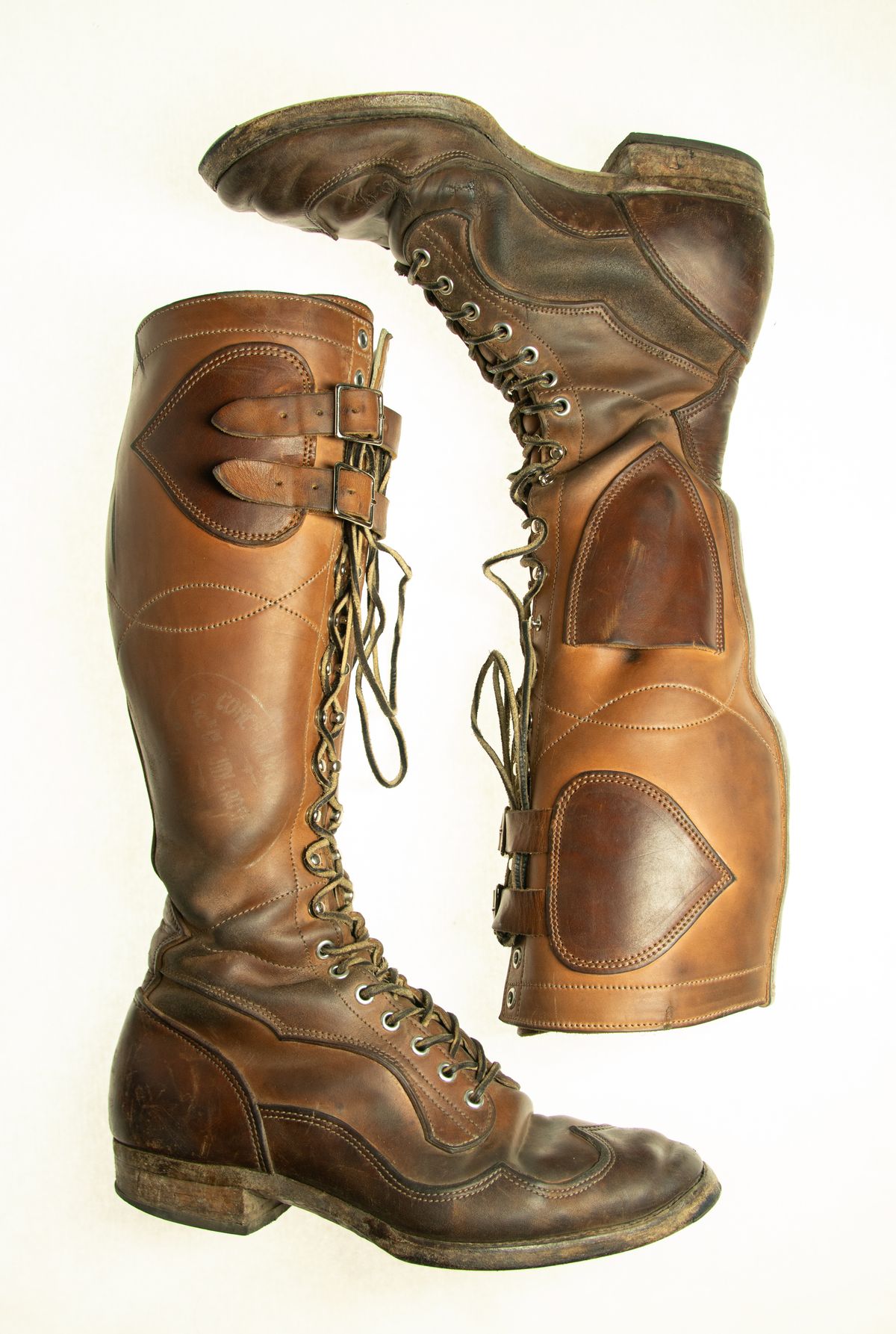 Photo by milokolb on December 3, 2025 of the Milo Kolb Tall Derby Boots in Guidi Flower Culatta Whiskey.