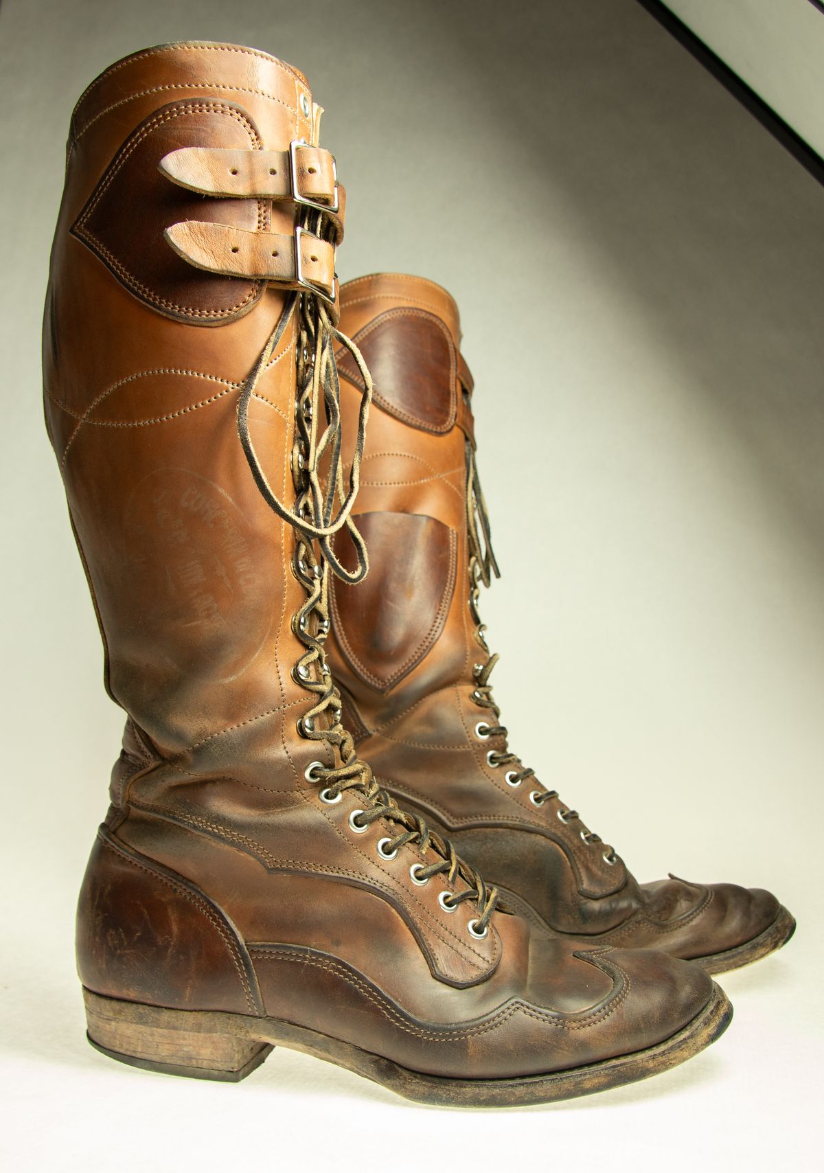 Photo by milokolb on December 3, 2025 of the Milo Kolb Tall Derby Boots in Guidi Flower Culatta Whiskey.