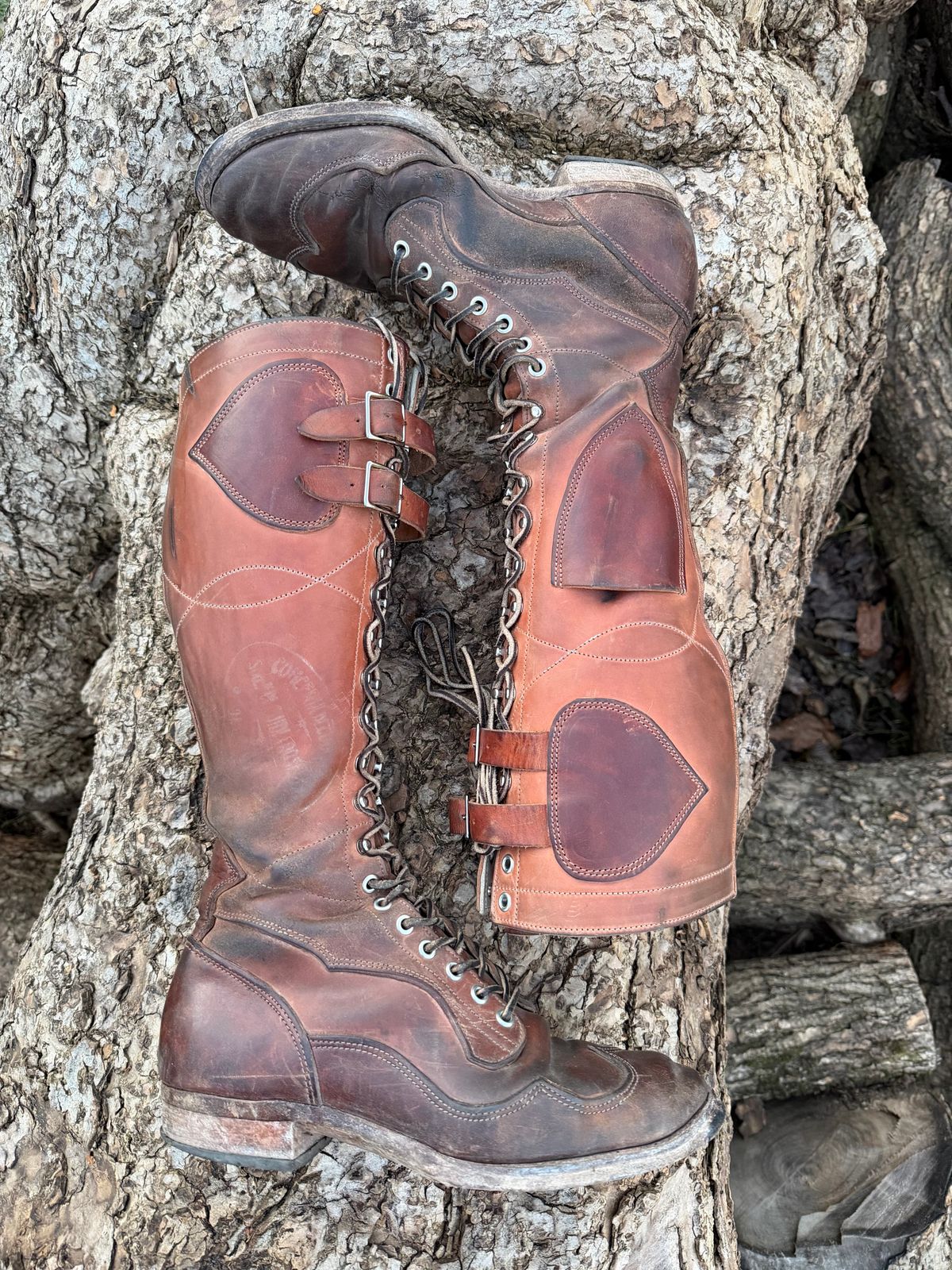 Photo by milokolb on January 5, 2026 of the Milo Kolb Tall Derby Boots in Guidi Flower Culatta Whiskey.