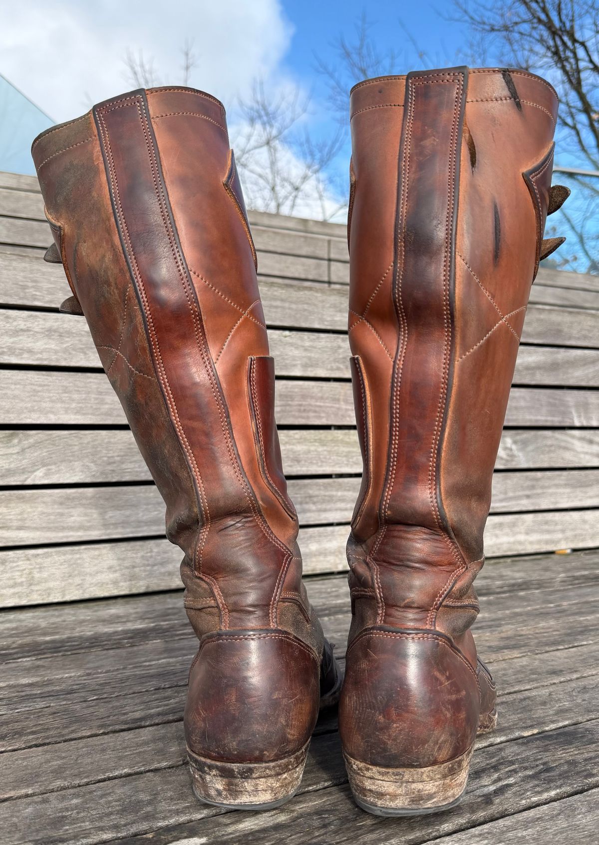 Photo by milokolb on February 4, 2026 of the Milo Kolb Tall Derby Boots in Guidi Flower Culatta Whiskey.