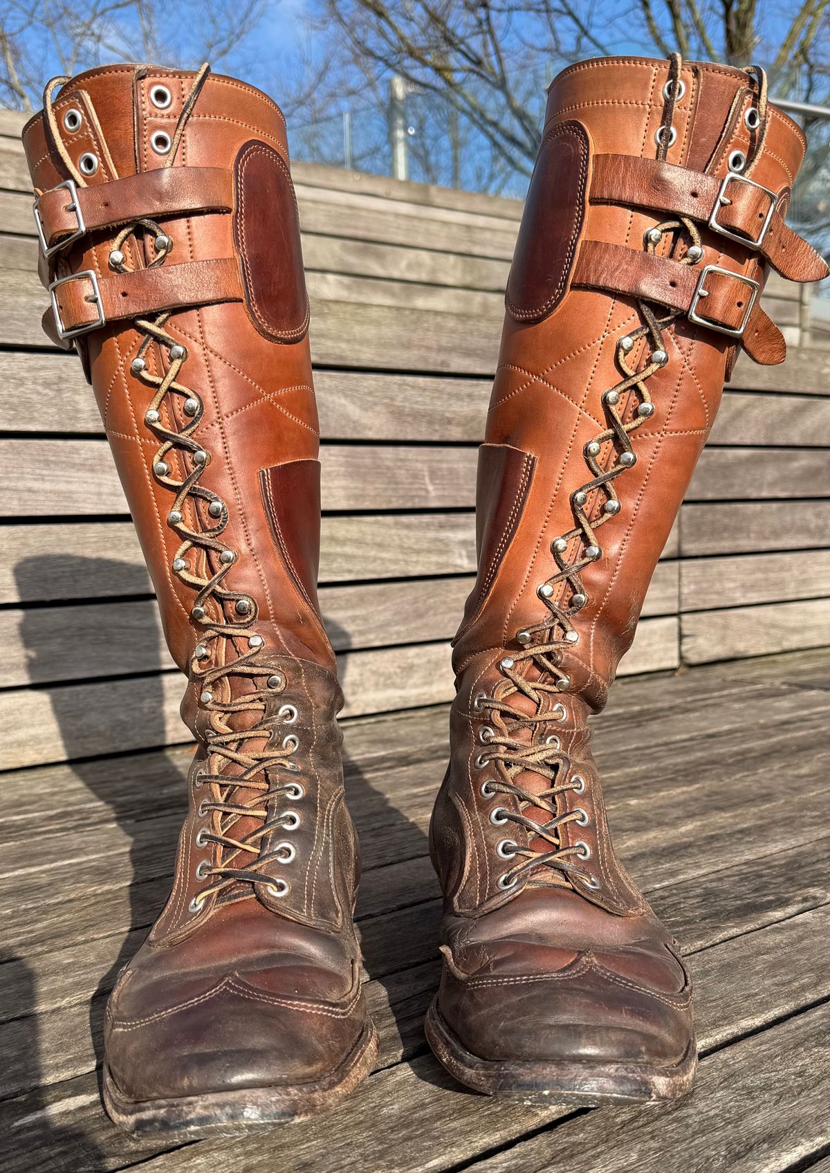 Photo by milokolb on February 4, 2026 of the Milo Kolb Tall Derby Boots in Guidi Flower Culatta Whiskey.