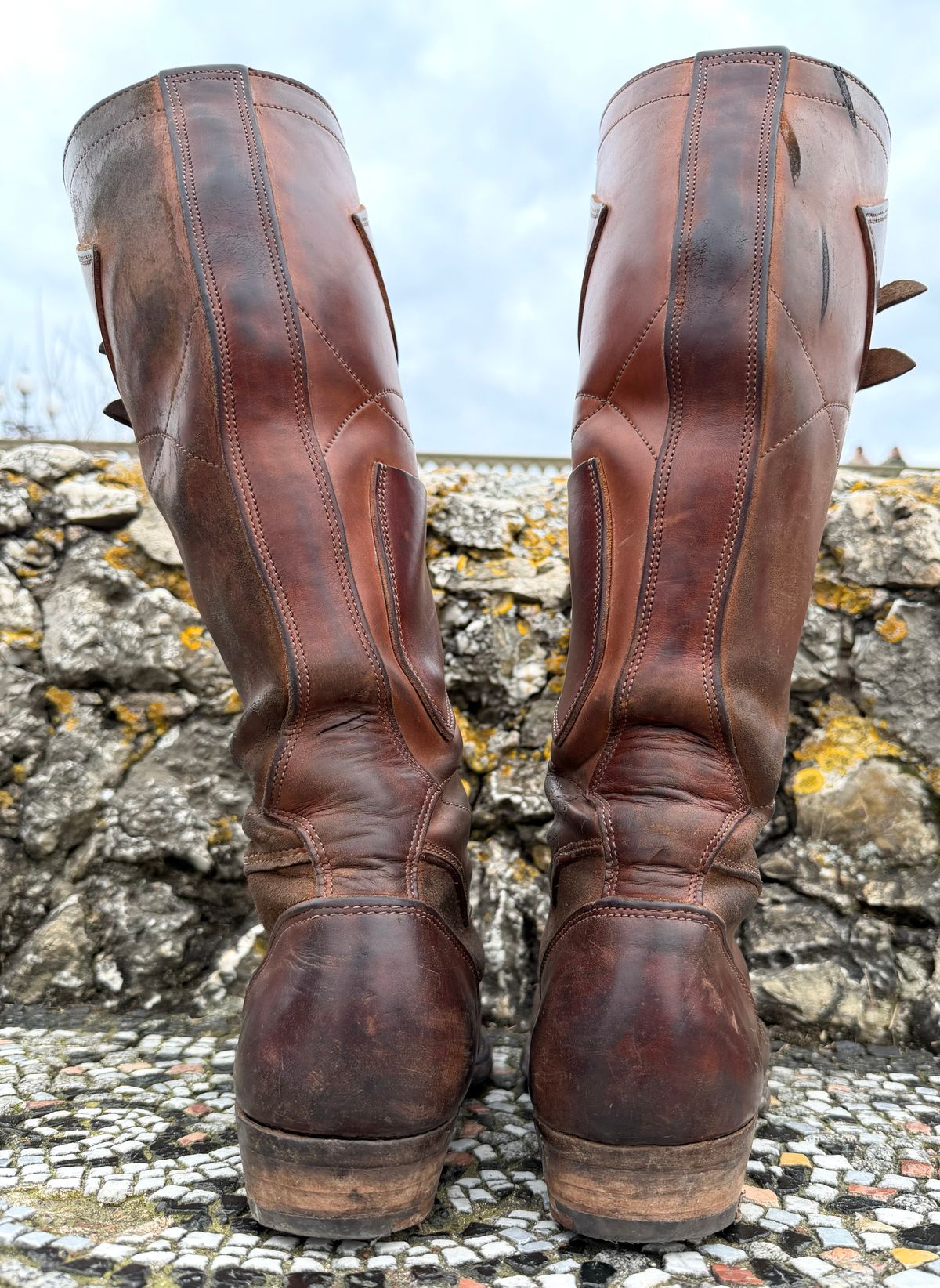 Photo by milokolb on March 3, 2026 of the Milo Kolb Tall Derby Boots in Guidi Flower Culatta Whiskey.