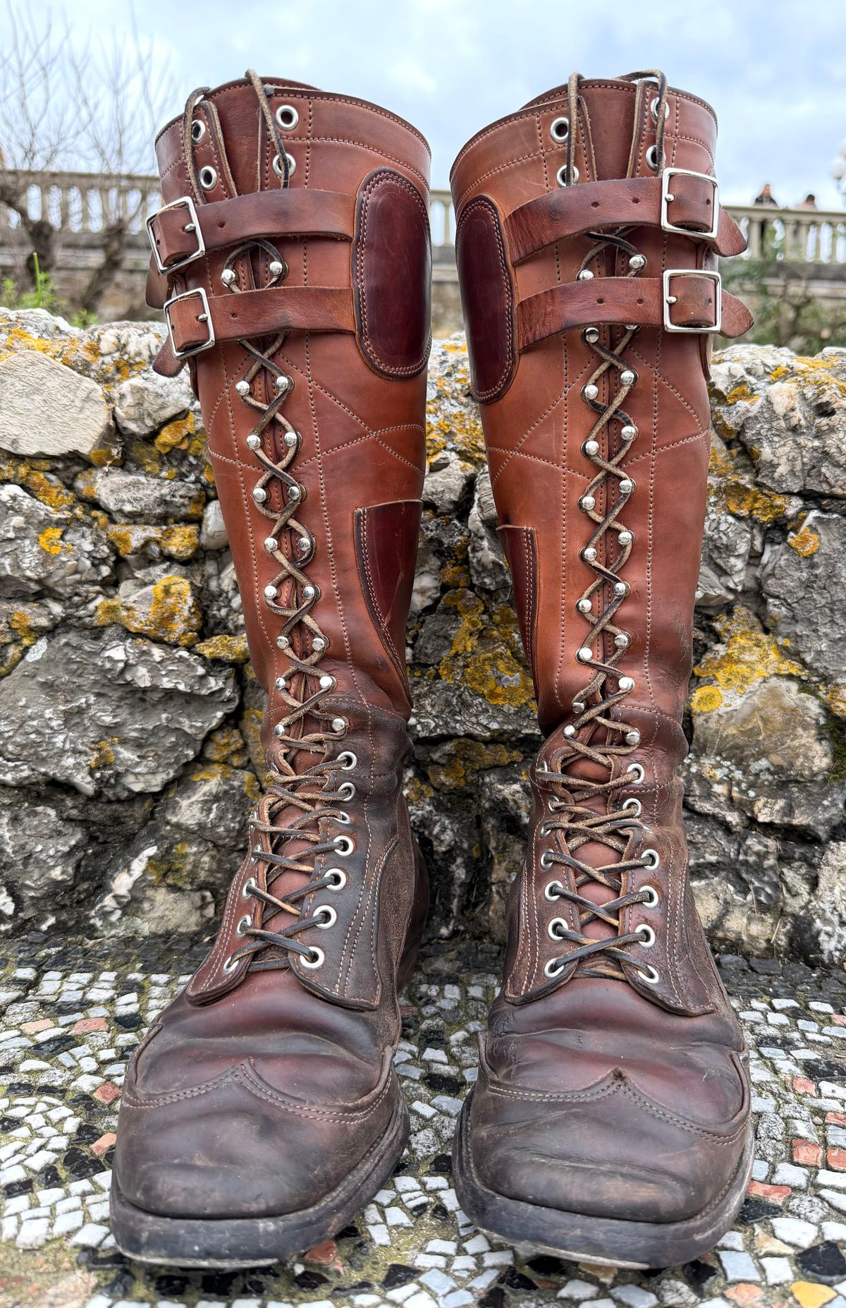 Photo by milokolb on March 3, 2026 of the Milo Kolb Tall Derby Boots in Guidi Flower Culatta Whiskey.