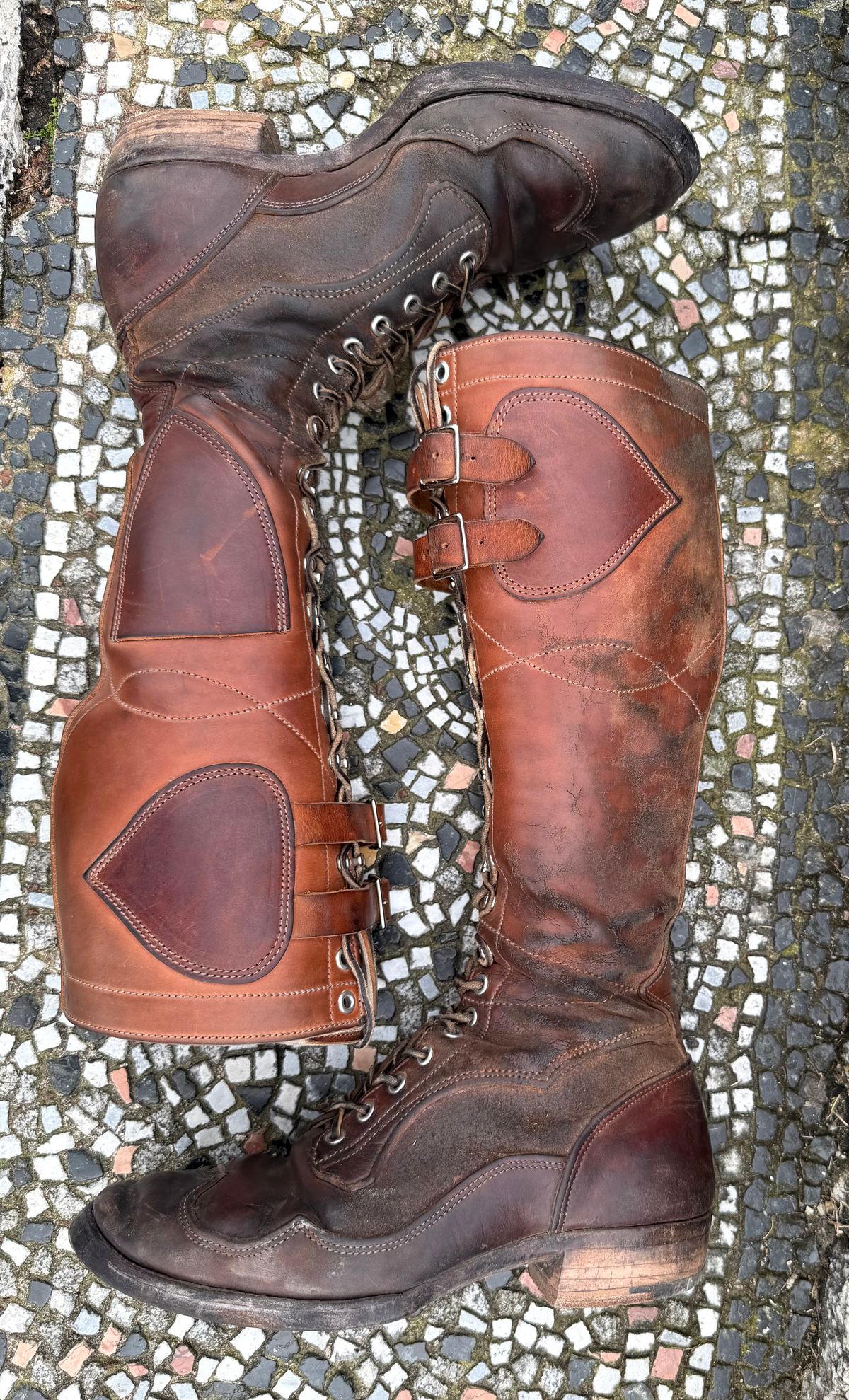 Photo by milokolb on March 3, 2026 of the Milo Kolb Tall Derby Boots in Guidi Flower Culatta Whiskey.
