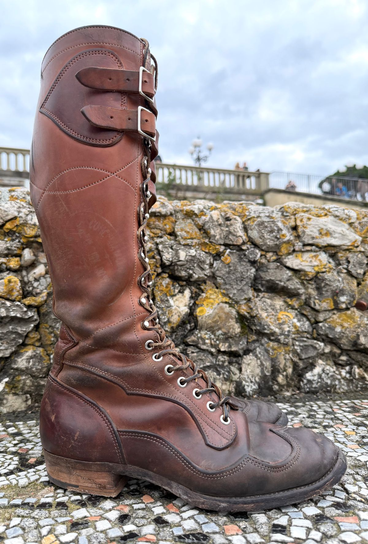 Photo by milokolb on March 3, 2026 of the Milo Kolb Tall Derby Boots in Guidi Flower Culatta Whiskey.