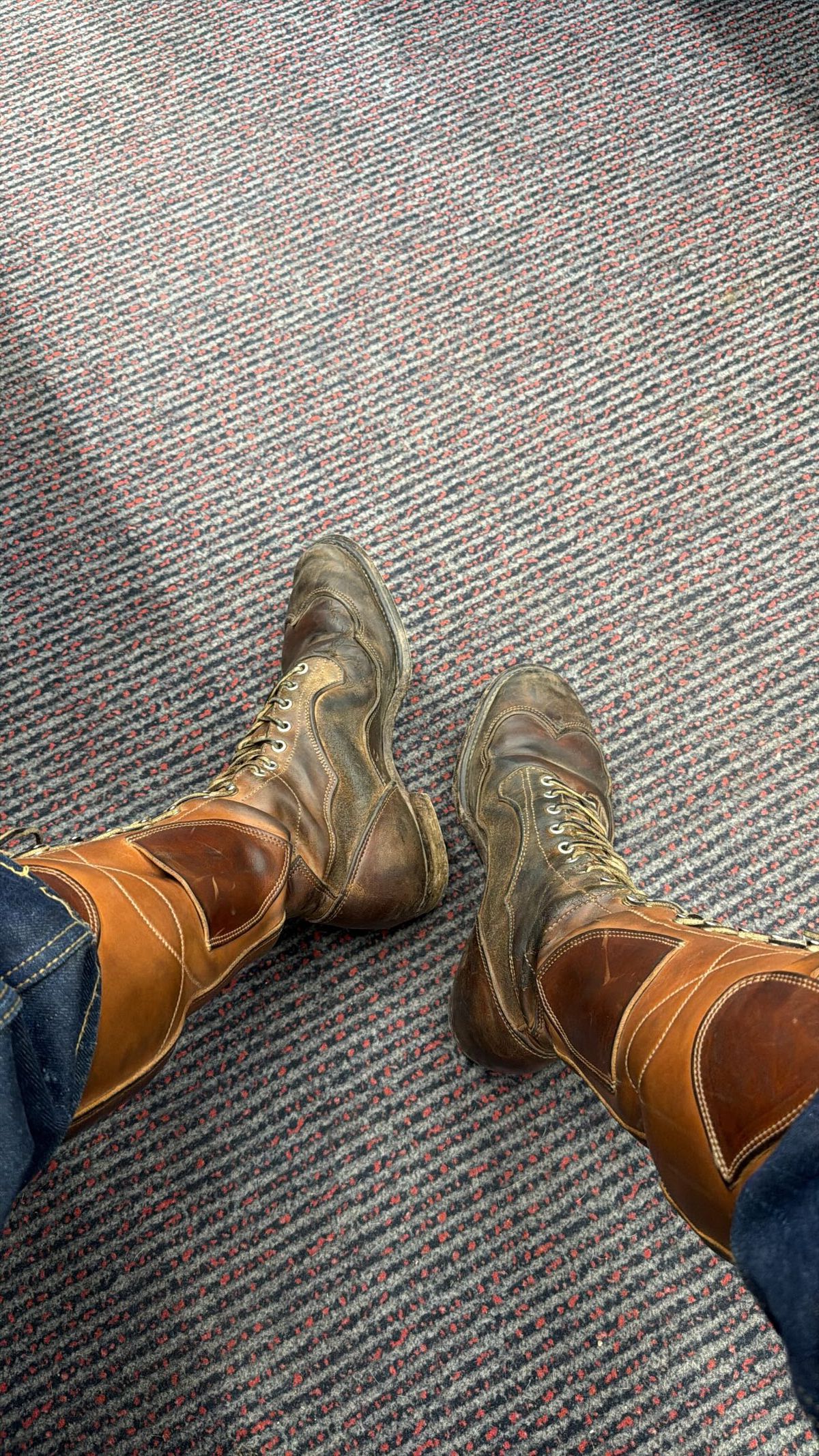 Photo by milokolb on March 15, 2026 of the Milo Kolb Tall Derby Boots in Guidi Flower Culatta Whiskey.