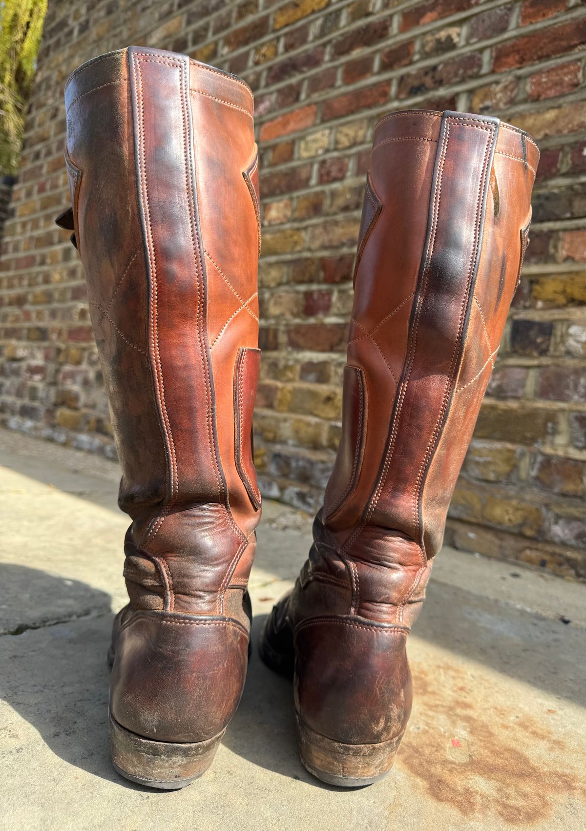 Photo by milokolb on April 2, 2026 of the Milo Kolb Tall Derby Boots in Guidi Flower Culatta Whiskey.