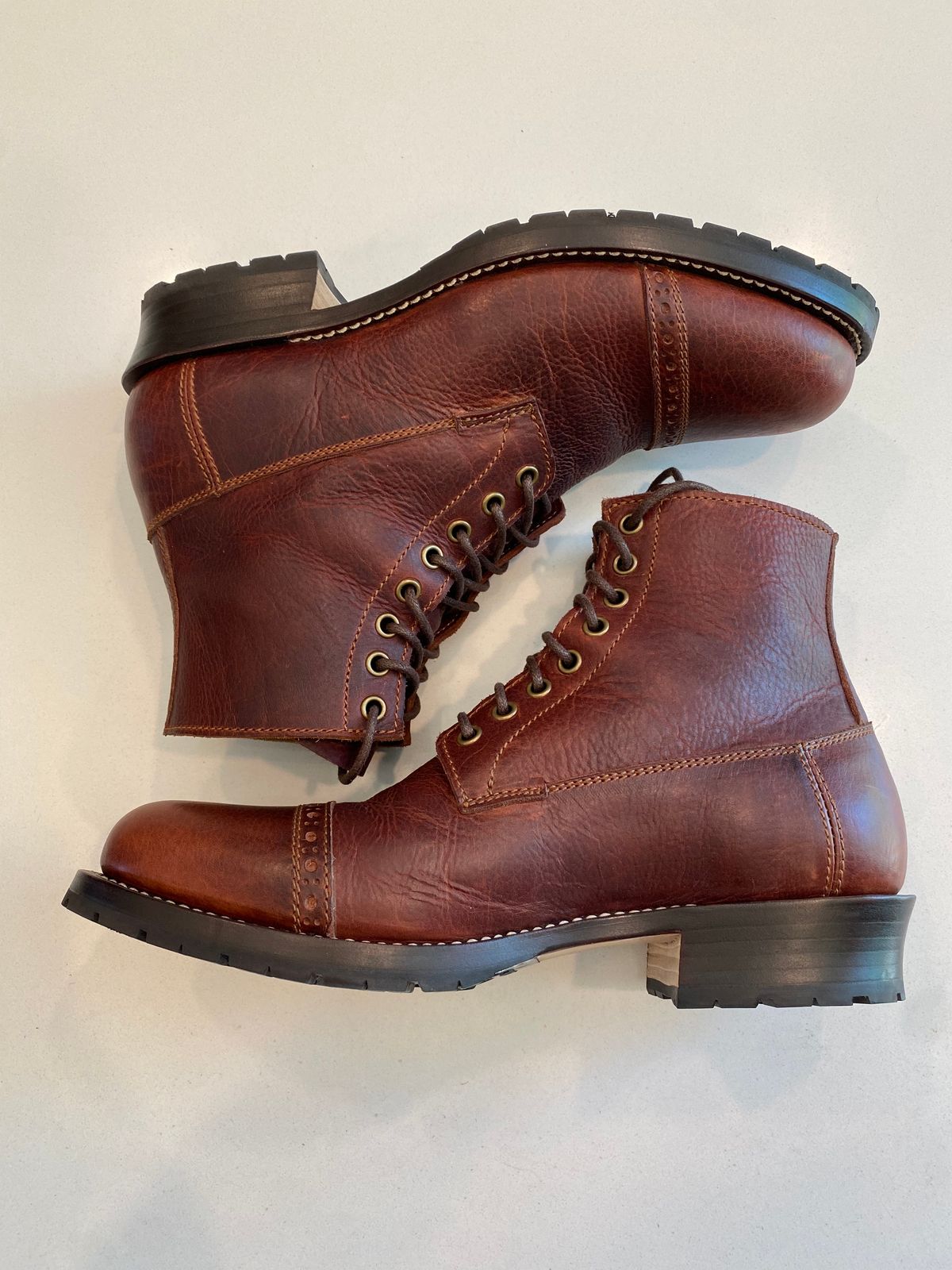 Photo by chris.8888 on May 23, 2025 of the Caswell Boot Company 1912 Russet Marching Shoe Reproduction in Gallun Red Waxy Bridger Elk.