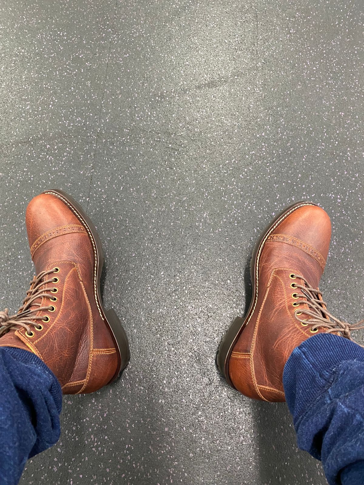 Photo by chris.8888 on May 15, 2025 of the Caswell Boot Company 1912 Russet Marching Shoe Reproduction in Gallun Red Waxy Bridger Elk.