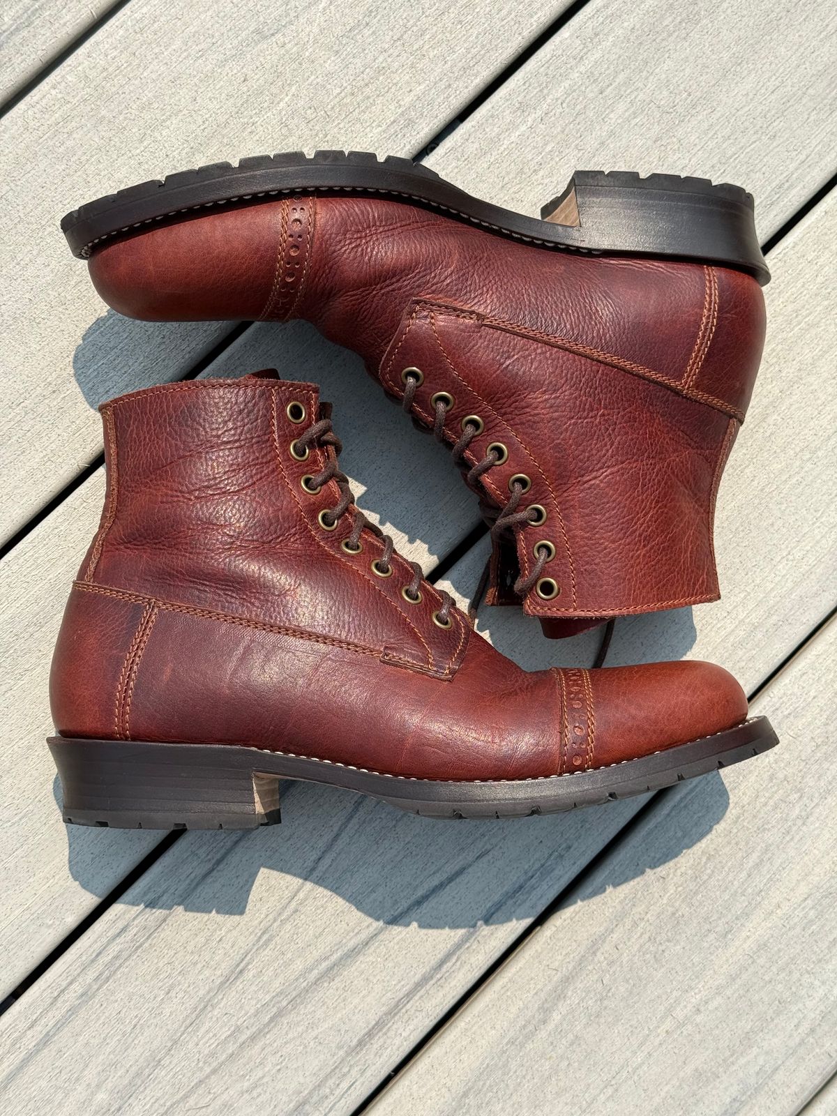 Photo by chris.8888 on August 2, 2025 of the Caswell Boot Company 1912 Russet Marching Shoe Reproduction in Gallun Red Waxy Bridger Elk.