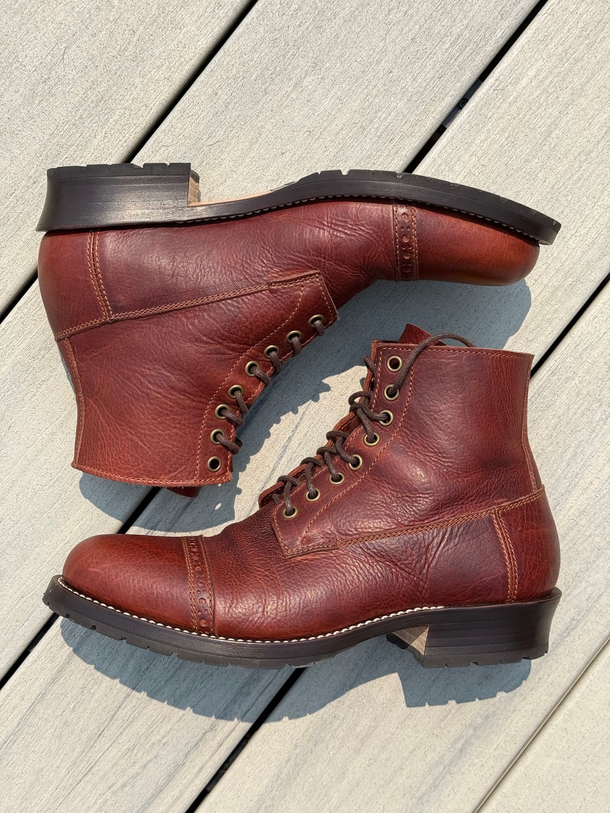Photo by chris.8888 on August 2, 2025 of the Caswell Boot Company 1912 Russet Marching Shoe Reproduction in Gallun Red Waxy Bridger Elk.