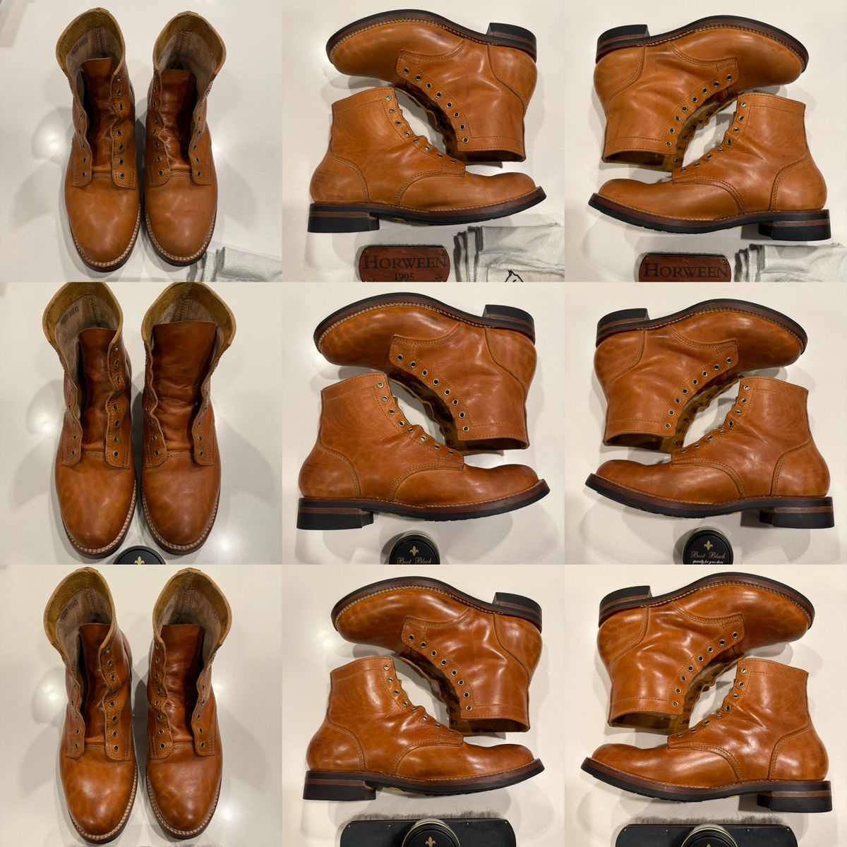 Photo by chris.8888 on November 15, 2025 of the Oldspeed MFG Service Boot 6” in Horween Russet Horsehide Strips.