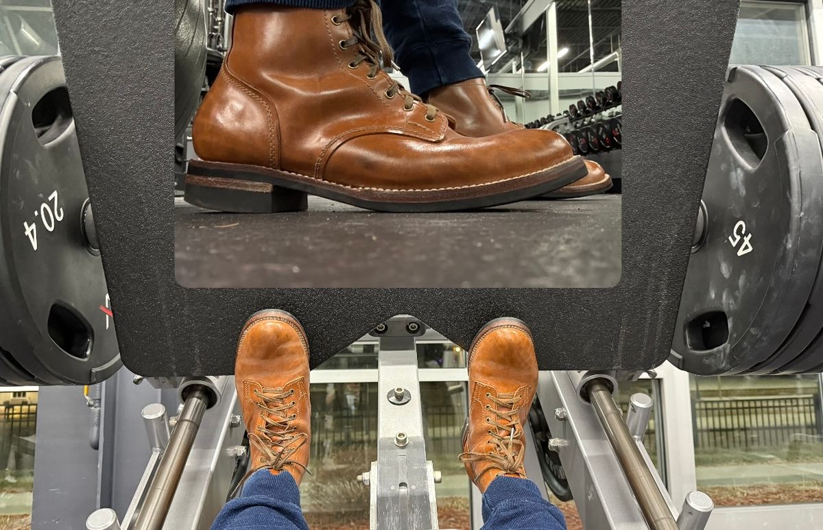 Photo by chris.8888 on January 12, 2026 of the Oldspeed MFG Service Boot 6” in Horween Russet Horsehide Strips.