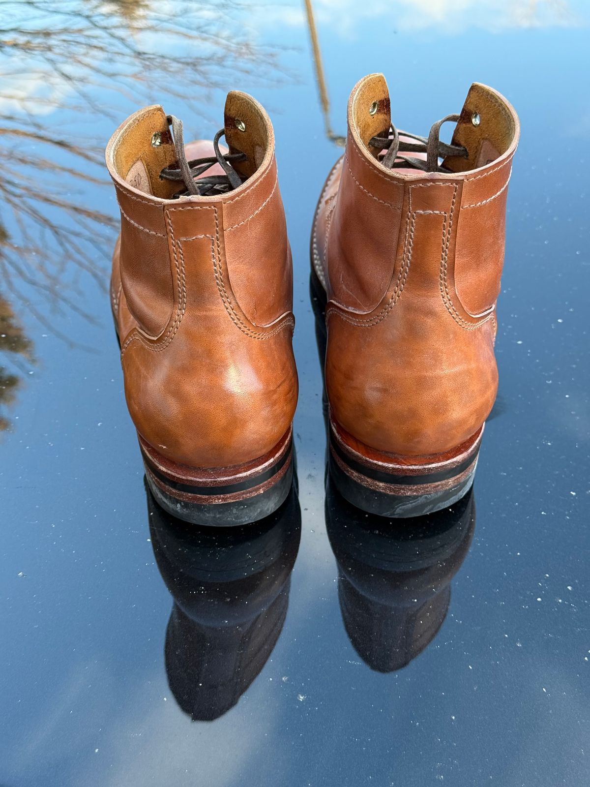Photo by chris.8888 on January 14, 2026 of the Oldspeed MFG Service Boot 6” in Horween Russet Horsehide Strips.