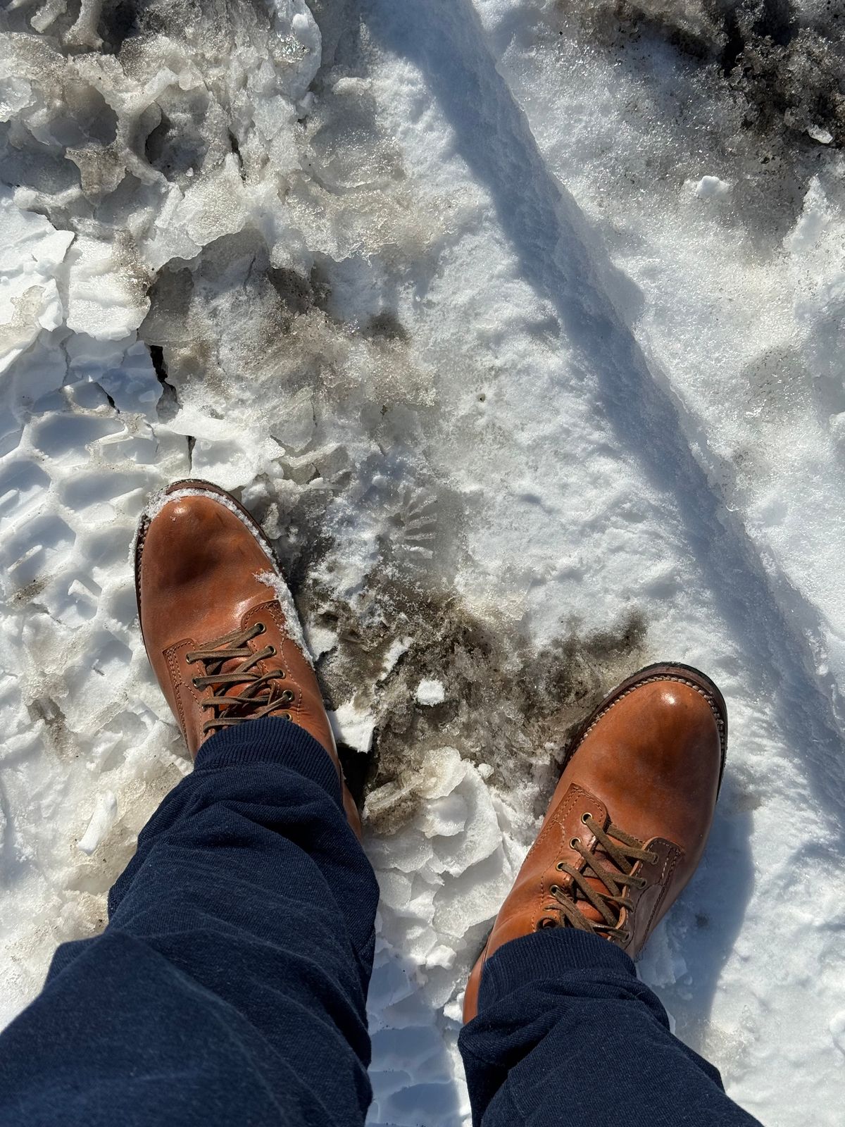 Photo by chris.8888 on January 27, 2026 of the Oldspeed MFG Service Boot 6” in Horween Russet Horsehide Strips.