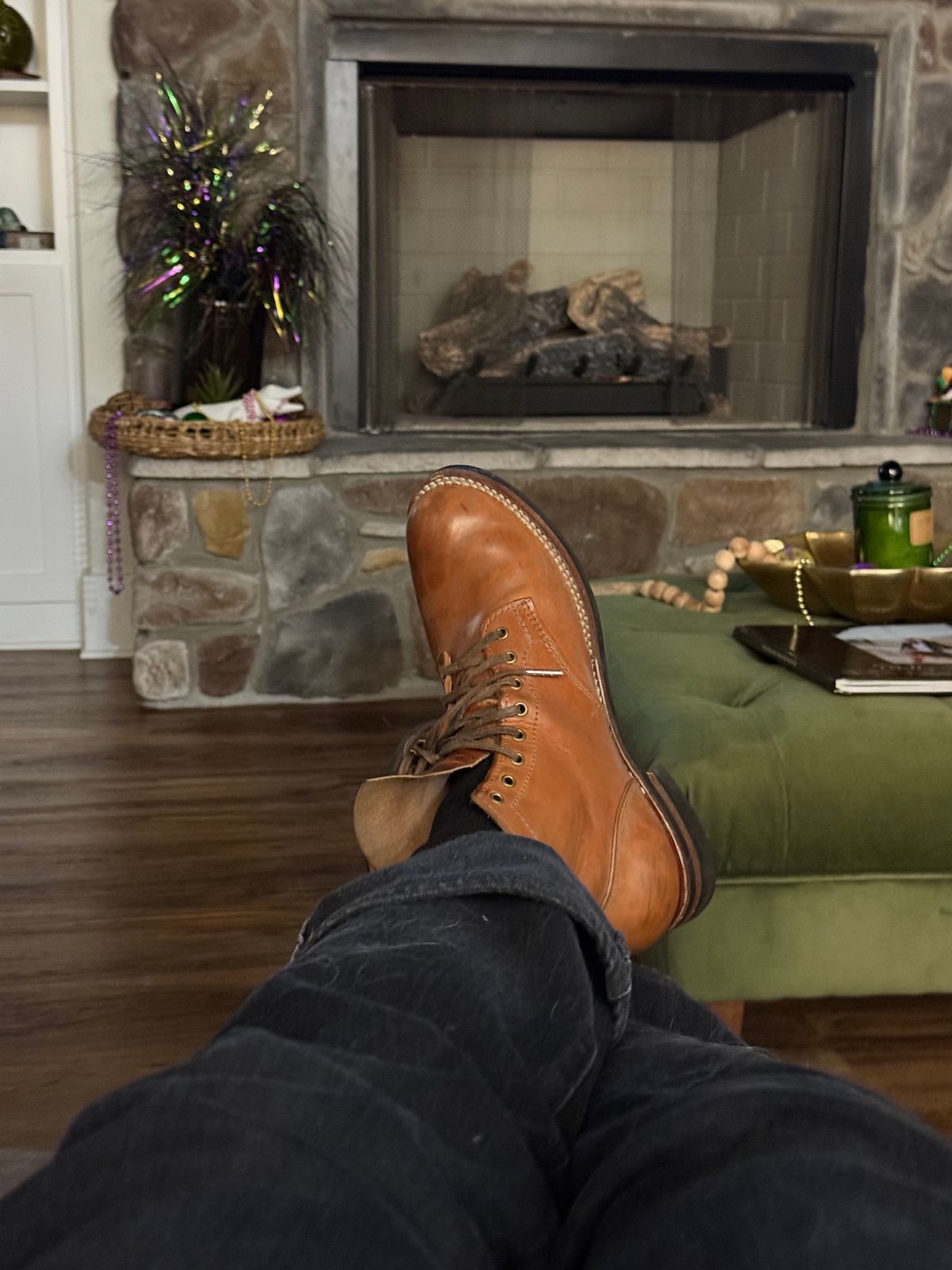 Photo by chris.8888 on February 1, 2026 of the Oldspeed MFG Service Boot 6” in Horween Russet Horsehide Strips.