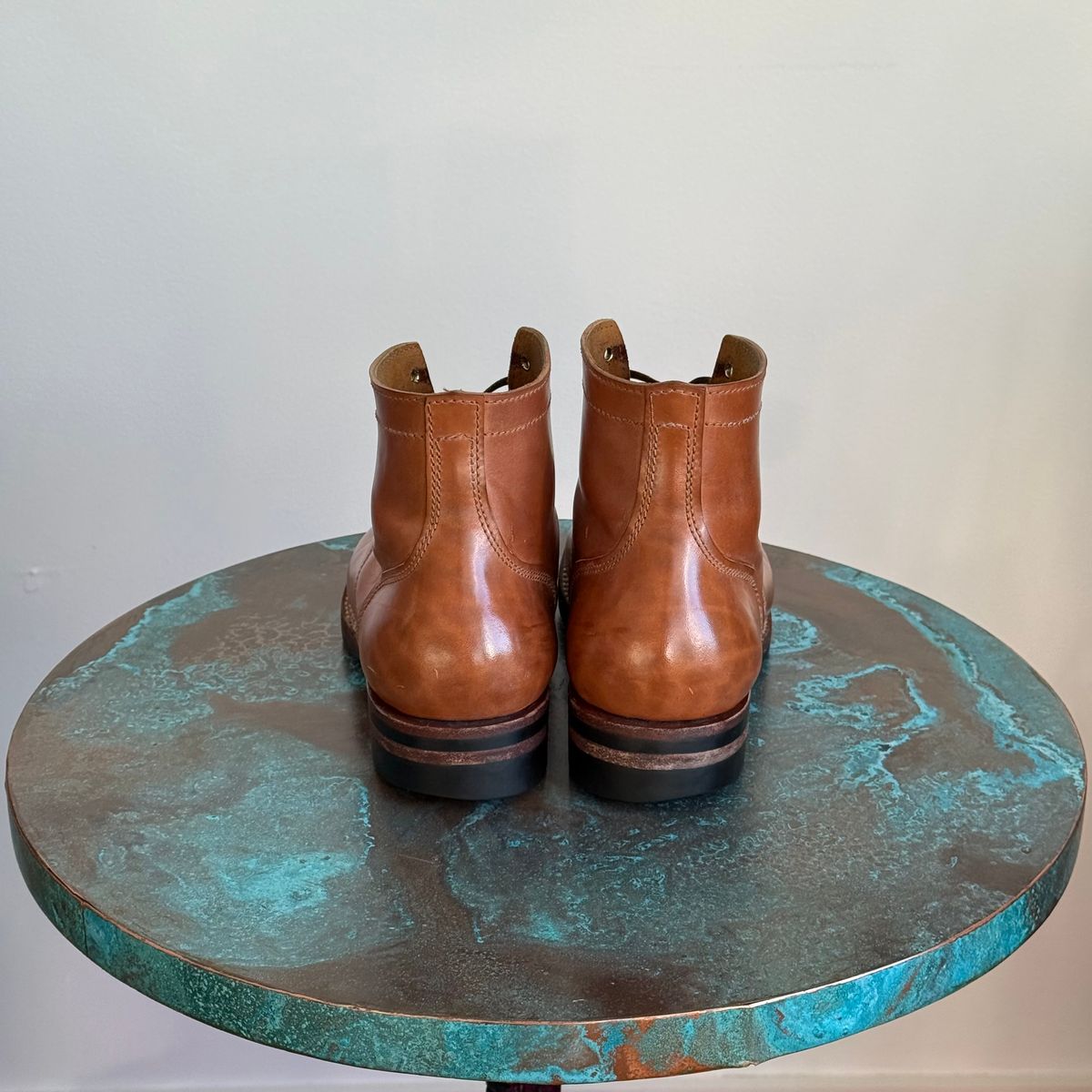 Photo by chris.8888 on February 3, 2026 of the Oldspeed MFG Service Boot 6” in Horween Russet Horsehide Strips.