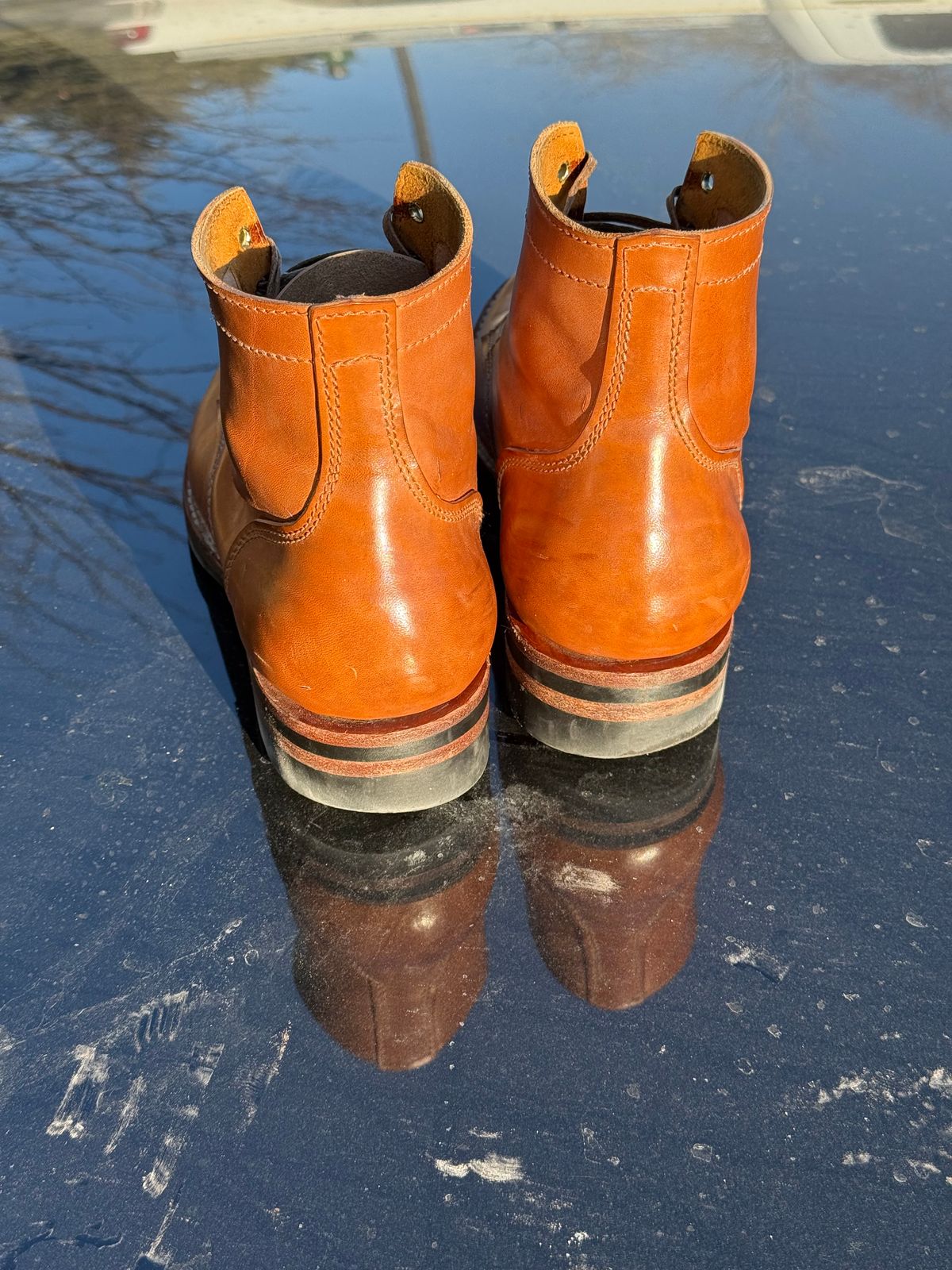 Photo by chris.8888 on February 13, 2026 of the Oldspeed MFG Service Boot 6” in Horween Russet Horsehide Strips.
