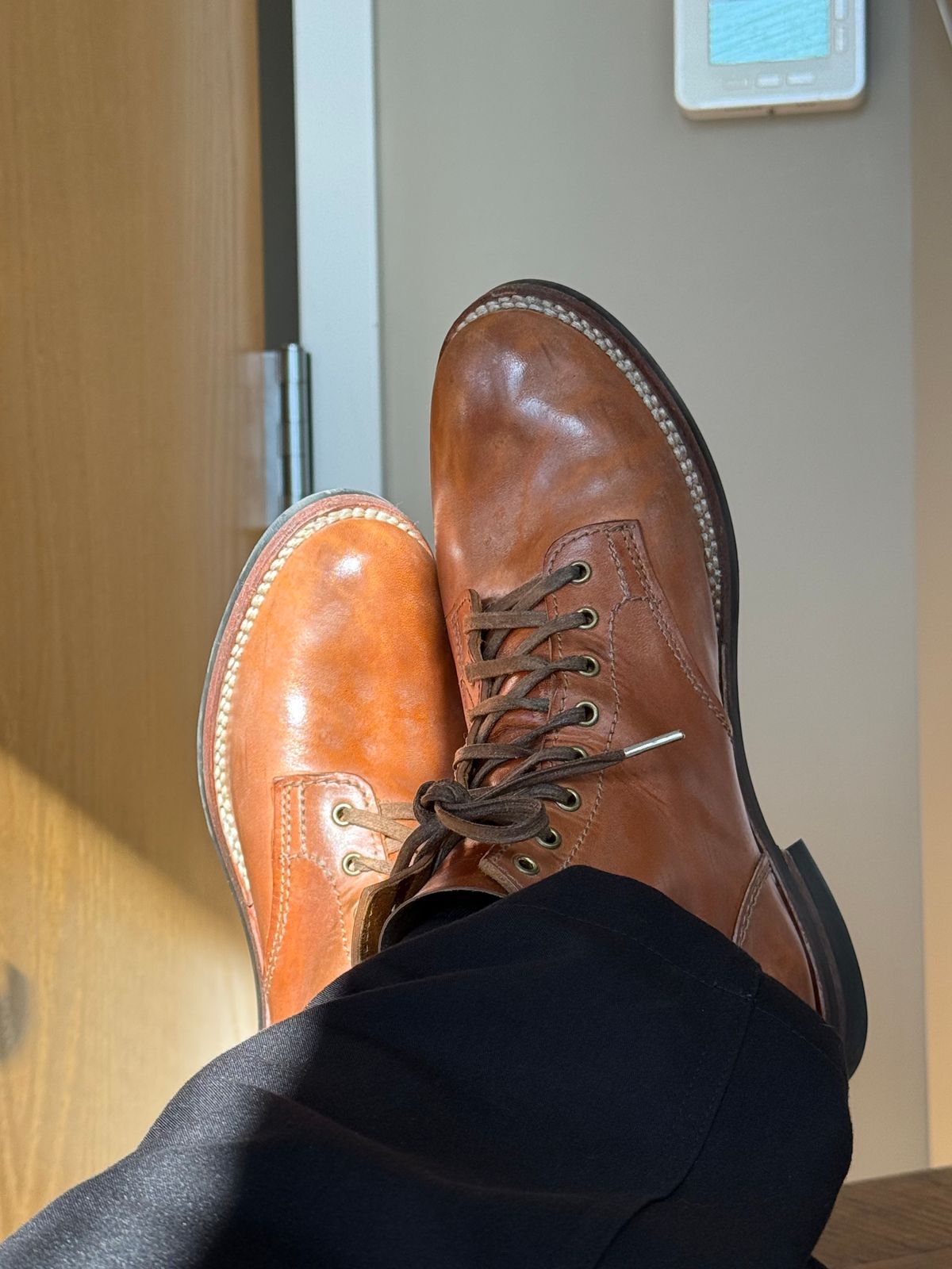 Photo by chris.8888 on February 16, 2026 of the Oldspeed MFG Service Boot 6” in Horween Russet Horsehide Strips.