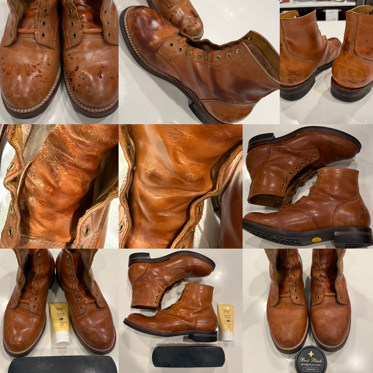 Photo by chris.8888 on February 19, 2026 of the Oldspeed MFG Service Boot 6” in Horween Russet Horsehide Strips.