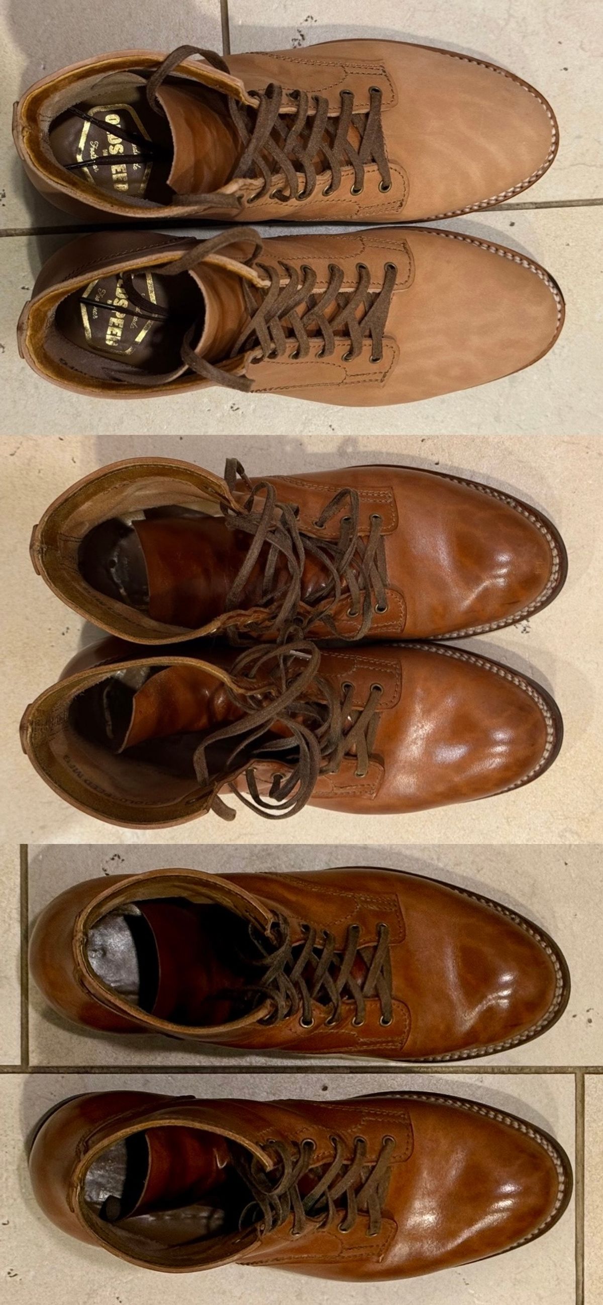 Photo by chris.8888 on March 2, 2026 of the Oldspeed MFG Service Boot 6” in Horween Russet Horsehide Strips.