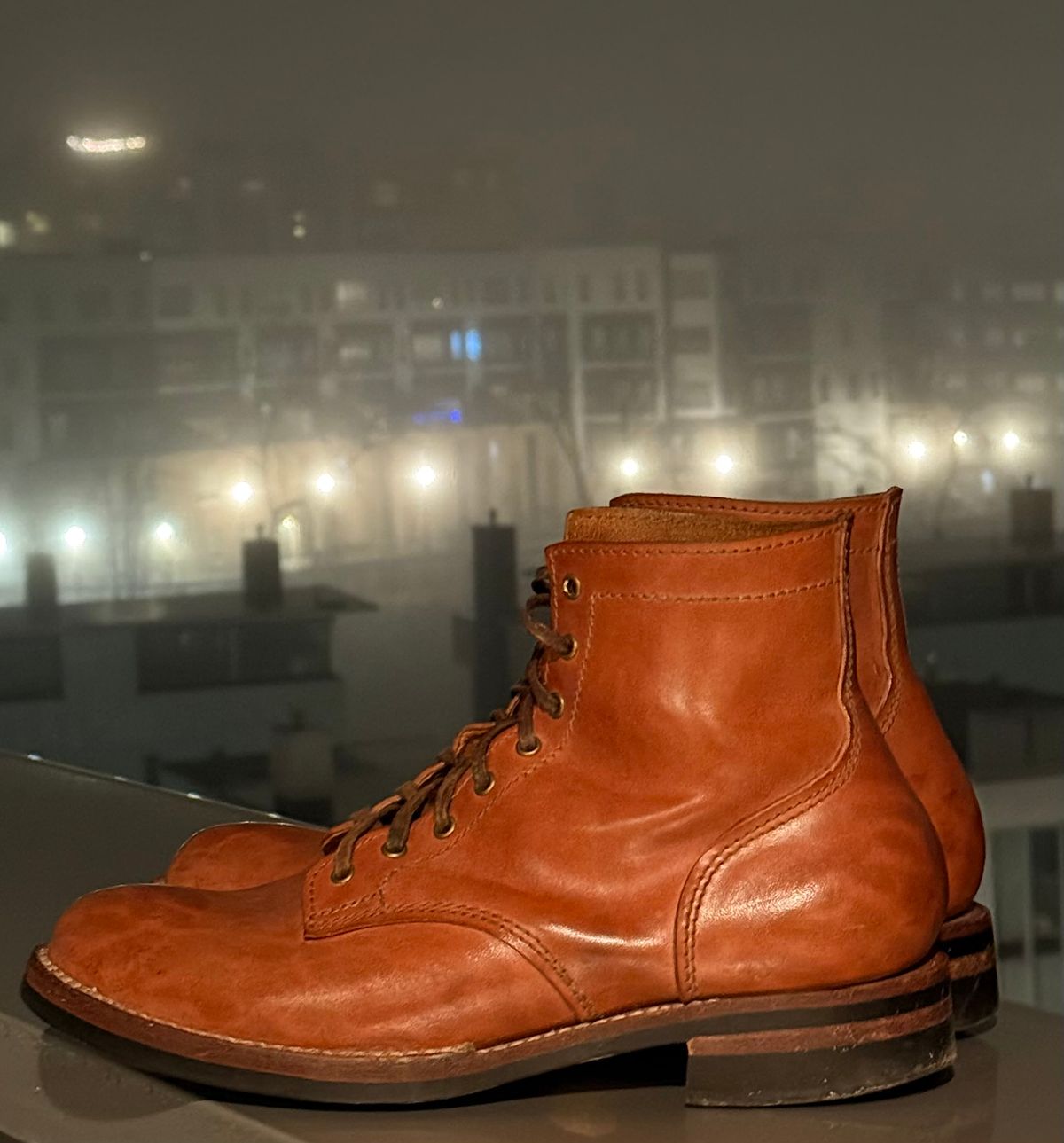 Photo by chris.8888 on March 6, 2026 of the Oldspeed MFG Service Boot 6” in Horween Russet Horsehide Strips.