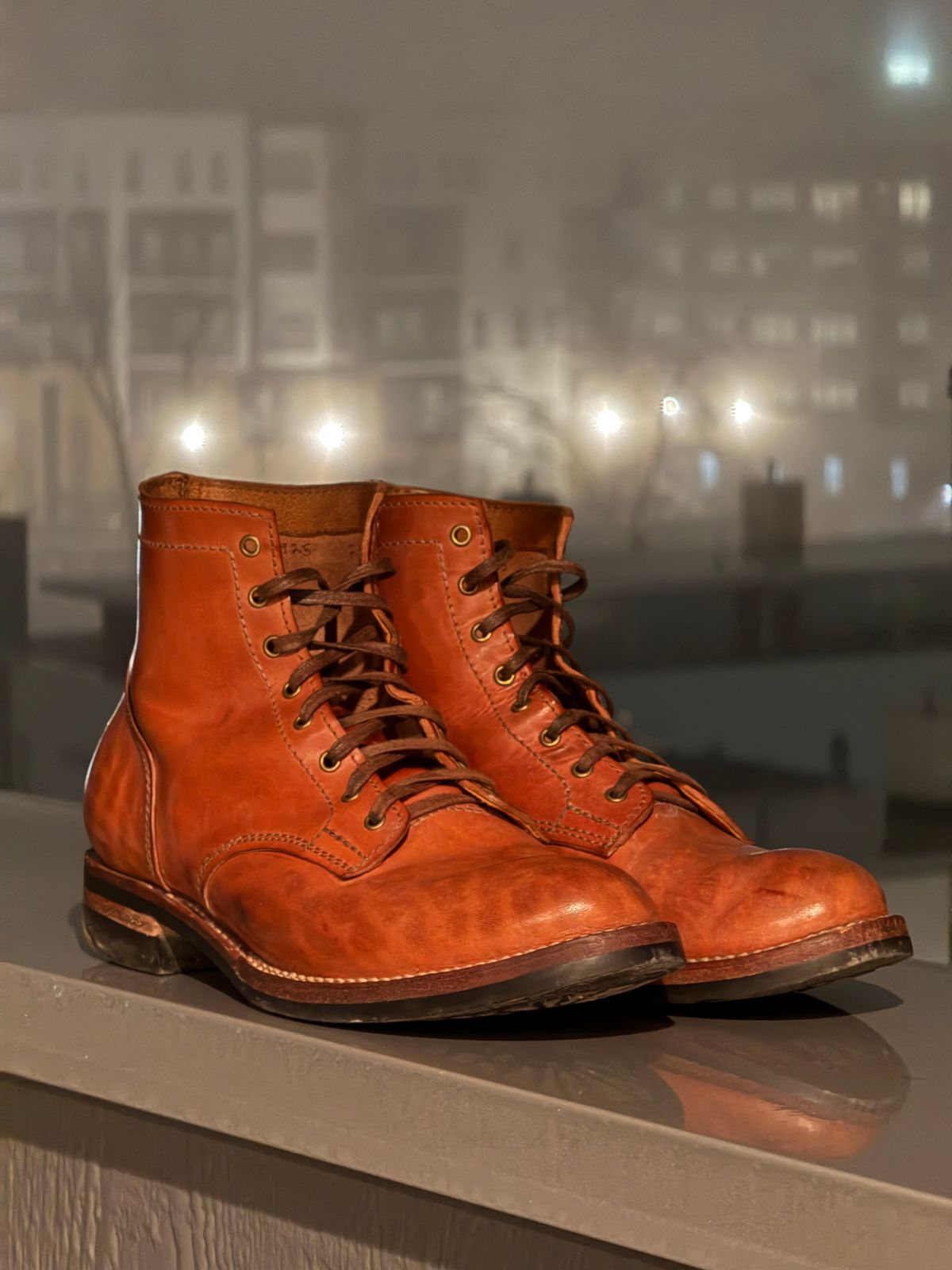 Photo by chris.8888 on March 6, 2026 of the Oldspeed MFG Service Boot 6” in Horween Russet Horsehide Strips.
