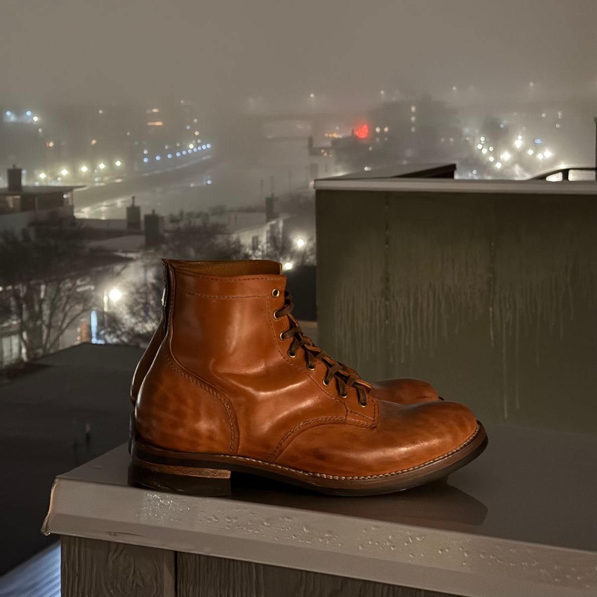 Photo by chris.8888 on March 6, 2026 of the Oldspeed MFG Service Boot 6” in Horween Russet Horsehide Strips.