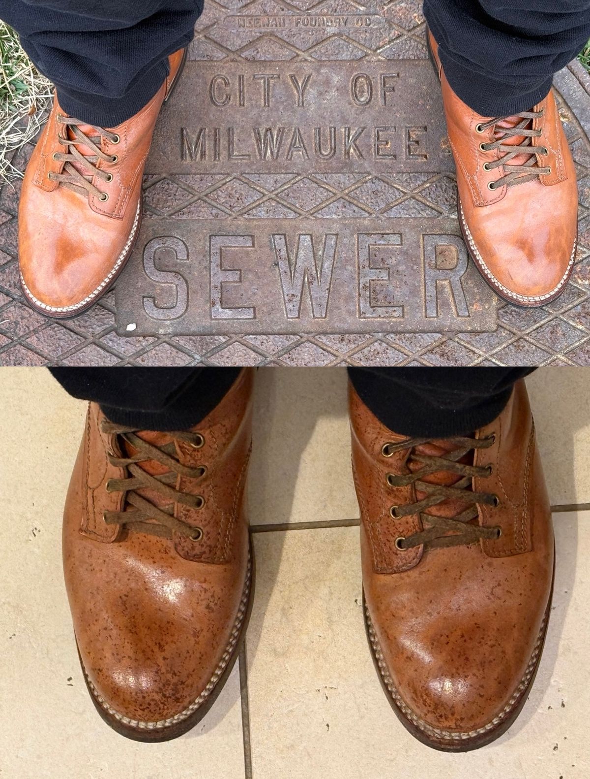 Photo by chris.8888 on March 11, 2026 of the Oldspeed MFG Service Boot 6” in Horween Russet Horsehide Strips.