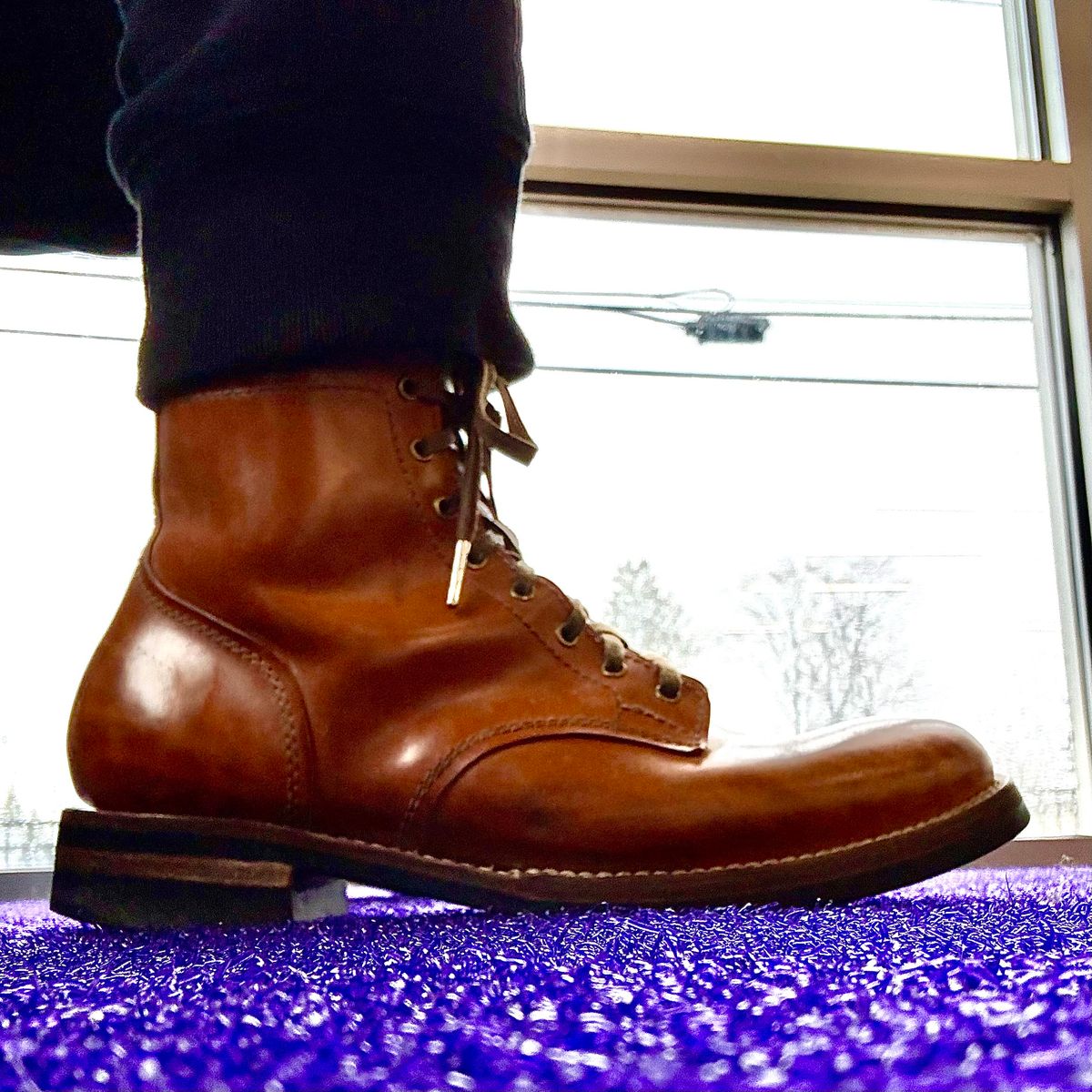 Photo by chris.8888 on March 15, 2026 of the Oldspeed MFG Service Boot 6” in Horween Russet Horsehide Strips.