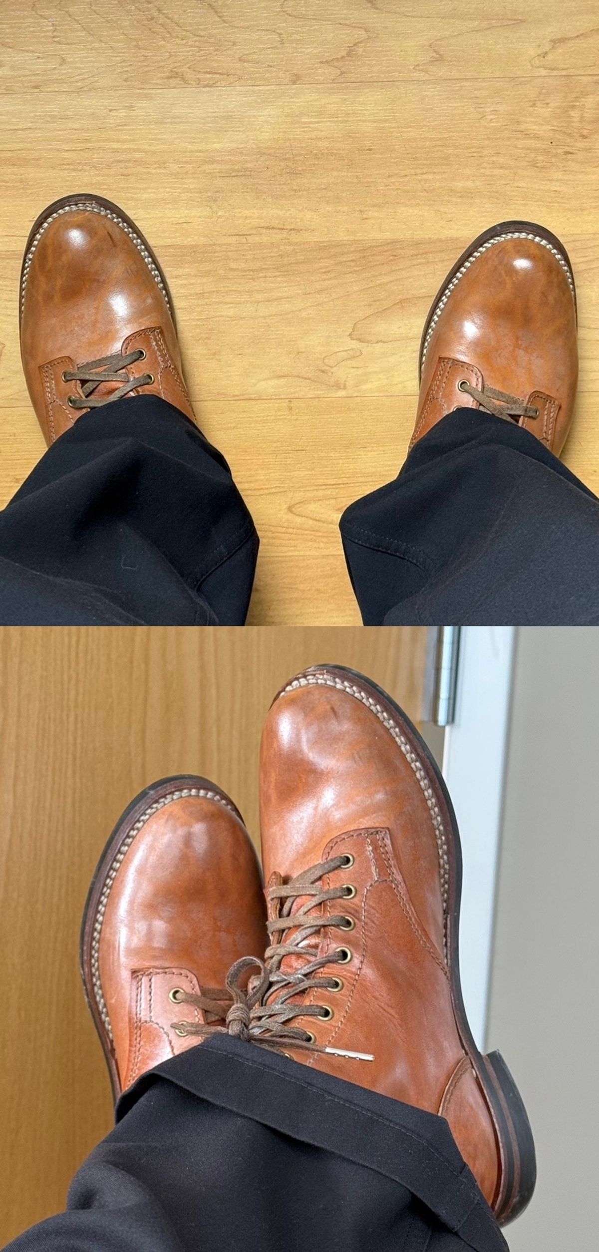 Photo by chris.8888 on March 18, 2026 of the Oldspeed MFG Service Boot 6” in Horween Russet Horsehide Strips.