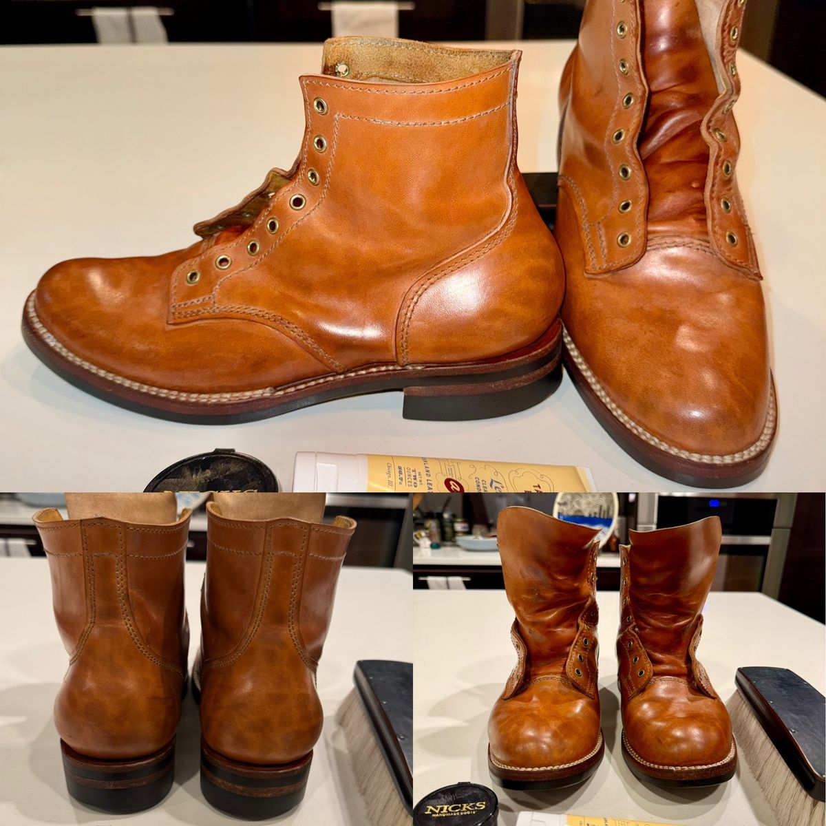 Photo by chris.8888 on March 20, 2026 of the Oldspeed MFG Service Boot 6” in Horween Russet Horsehide Strips.