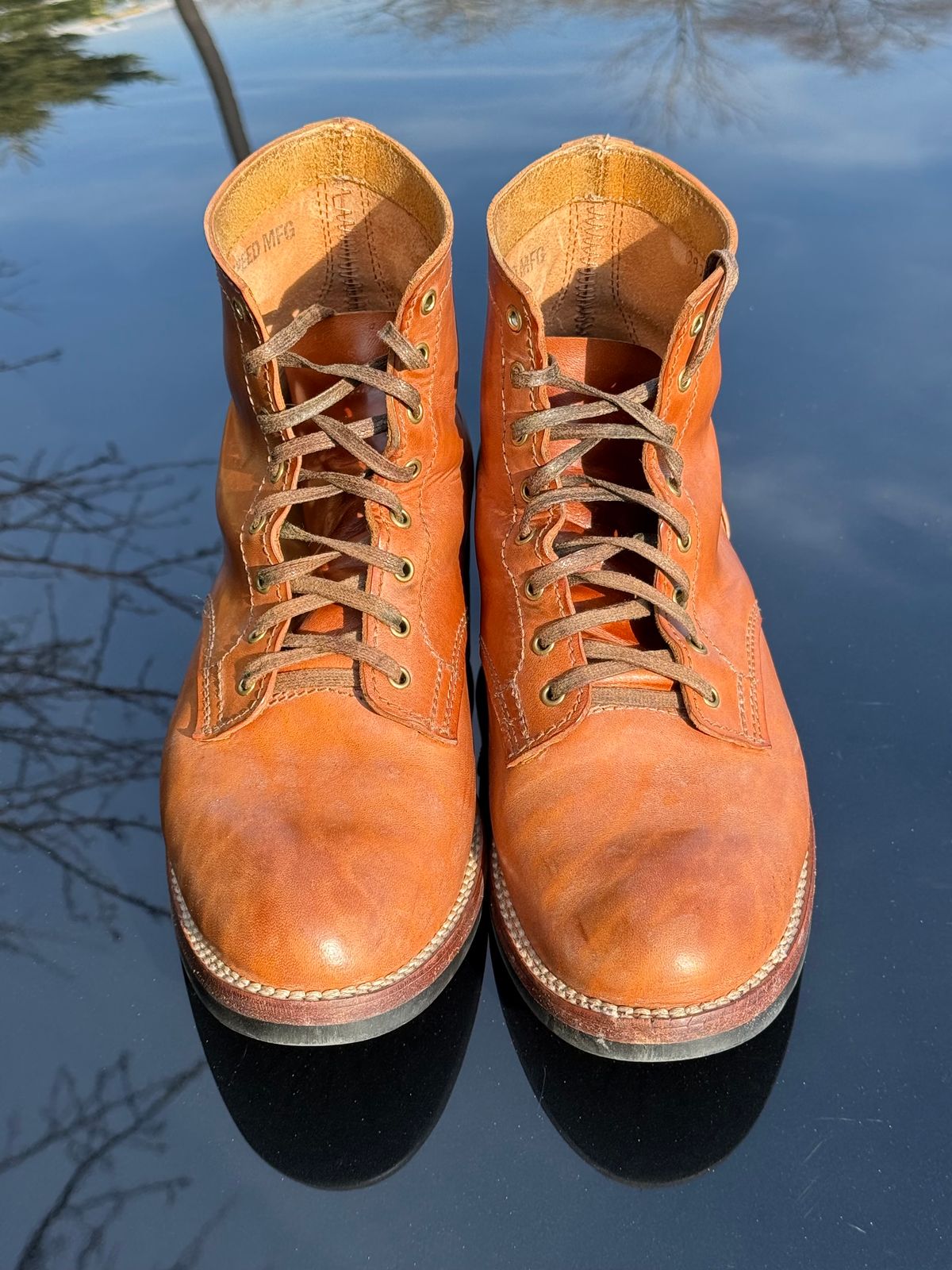 Photo by chris.8888 on March 25, 2026 of the Oldspeed MFG Service Boot 6” in Horween Russet Horsehide Strips.