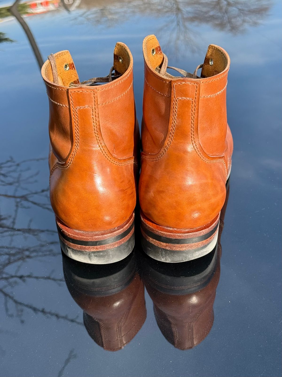 Photo by chris.8888 on March 25, 2026 of the Oldspeed MFG Service Boot 6” in Horween Russet Horsehide Strips.