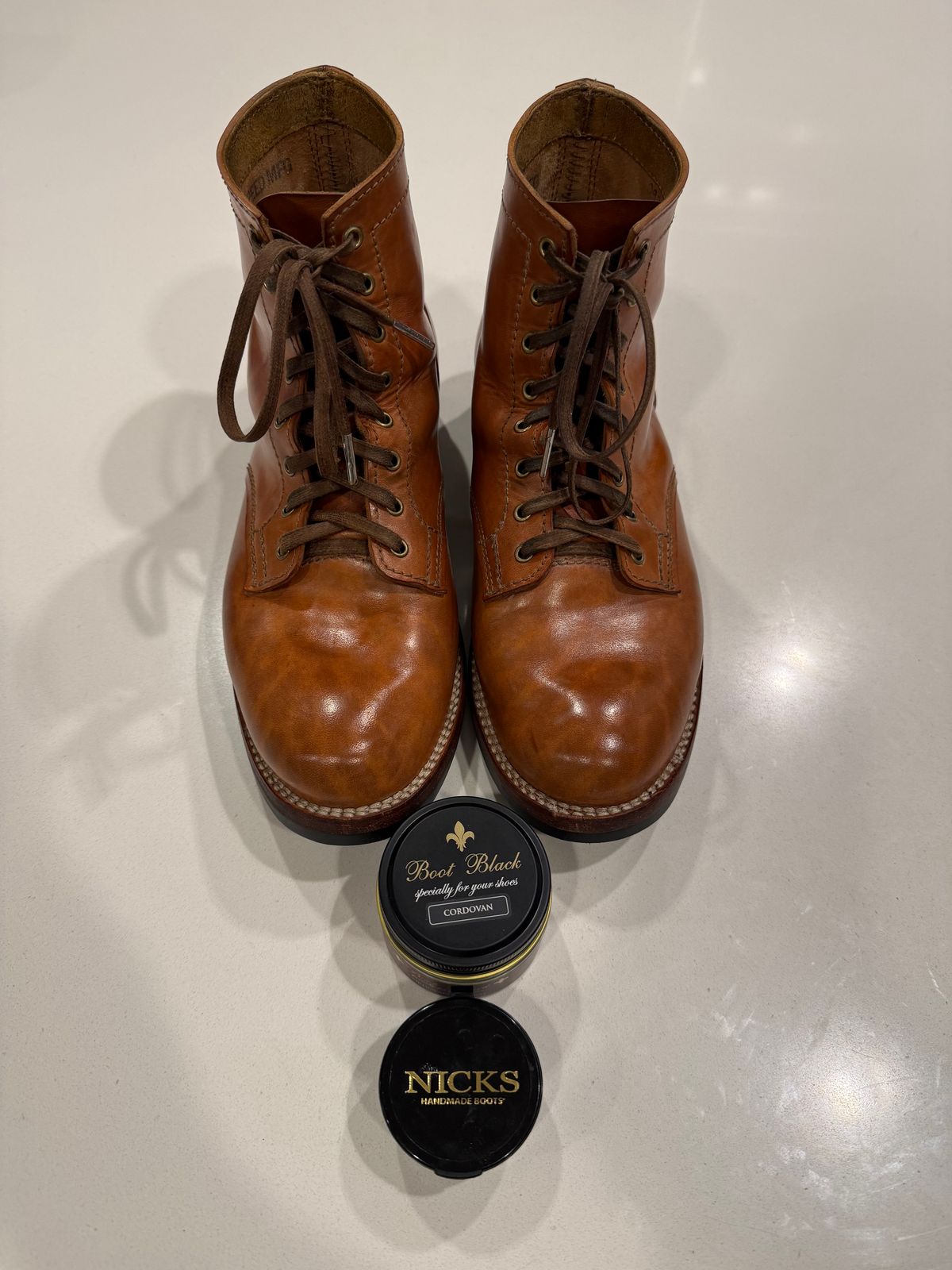 Photo by chris.8888 on March 29, 2026 of the Oldspeed MFG Service Boot 6” in Horween Russet Horsehide Strips.