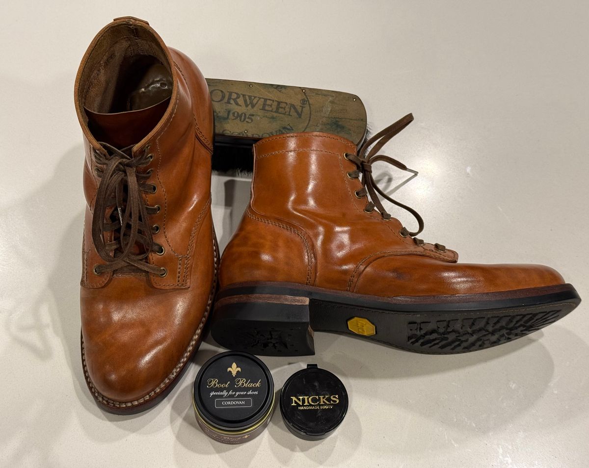 Photo by chris.8888 on March 29, 2026 of the Oldspeed MFG Service Boot 6” in Horween Russet Horsehide Strips.