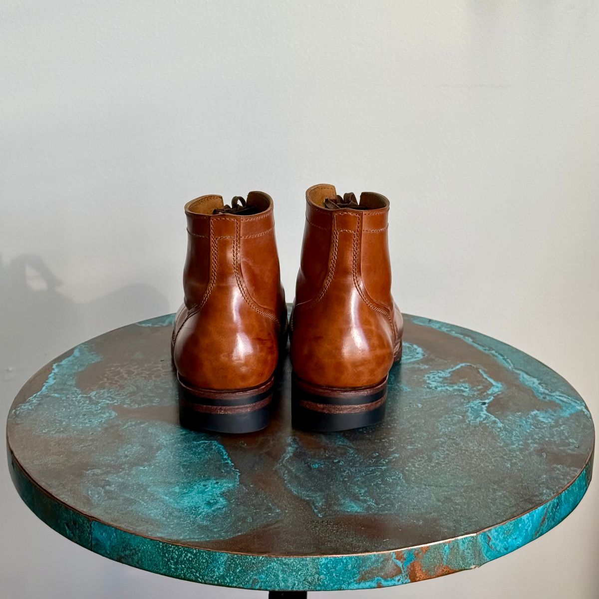 Photo by chris.8888 on April 1, 2026 of the Oldspeed MFG Service Boot 6” in Horween Russet Horsehide Strips.