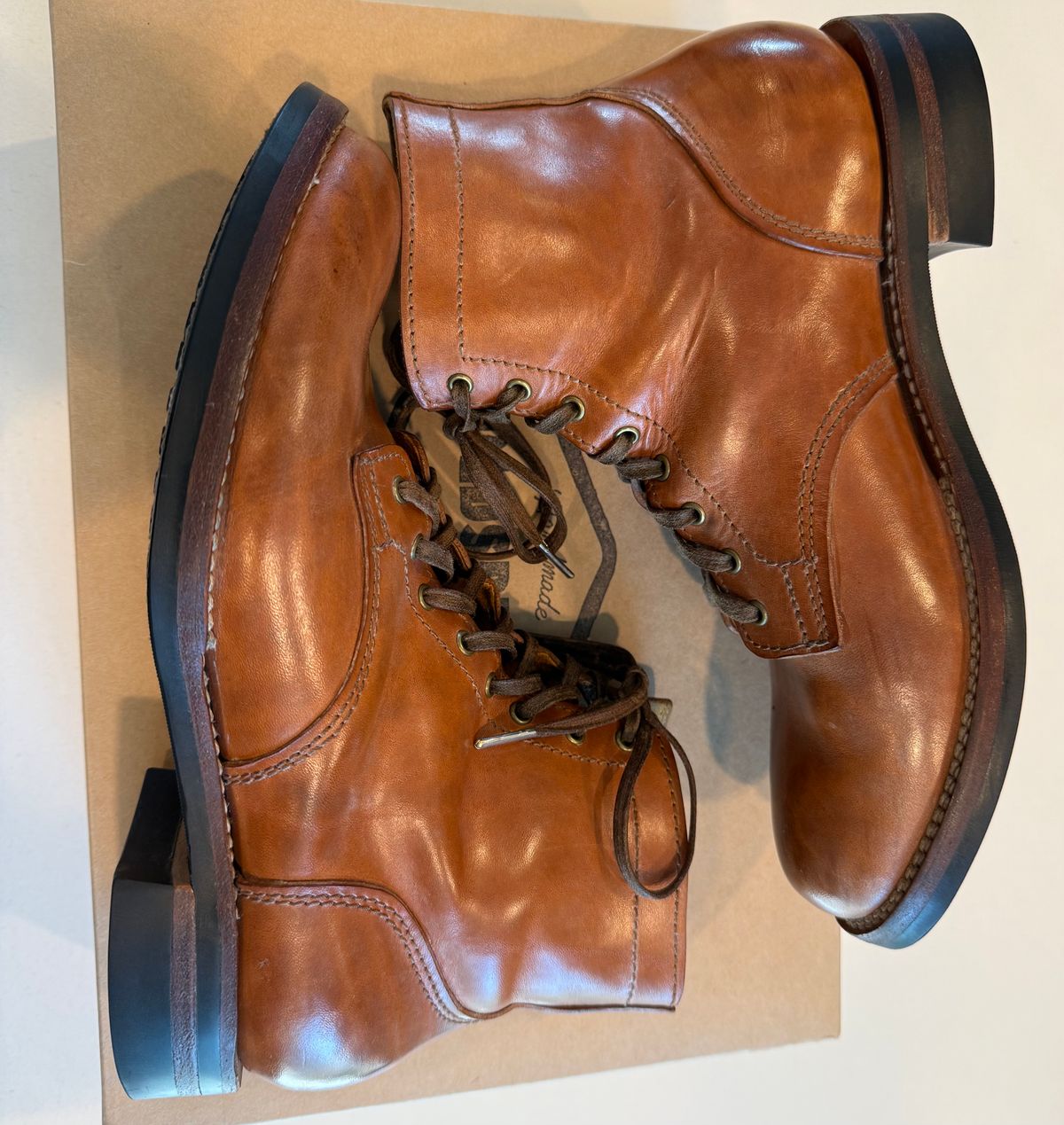 Photo by chris.8888 on June 18, 2026 of the Oldspeed MFG Service Boot 6” in Horween Russet Horsehide Strips.