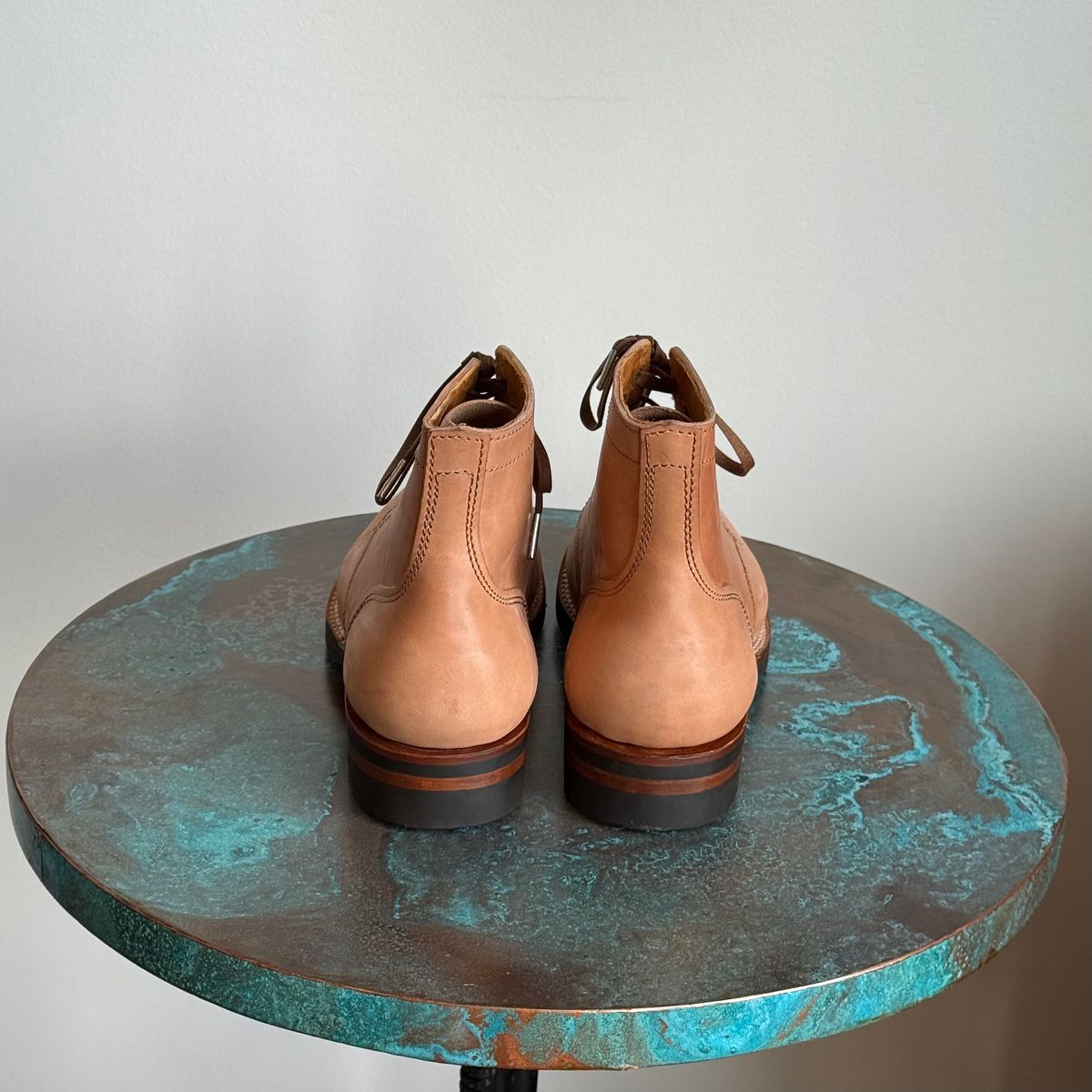 Photo by chris.8888 on October 1, 2025 of the Oldspeed Service Boot 6” in Horween Russet Horsehide Strips.