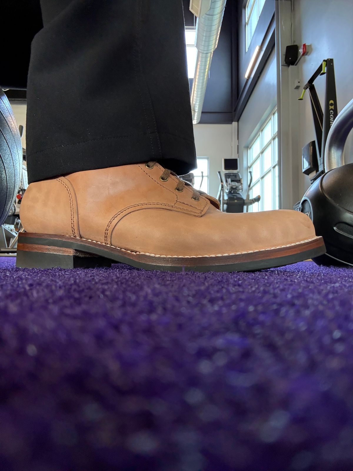 Photo by chris.8888 on October 2, 2025 of the Oldspeed Service Boot 6” in Horween Russet Horsehide Strips.