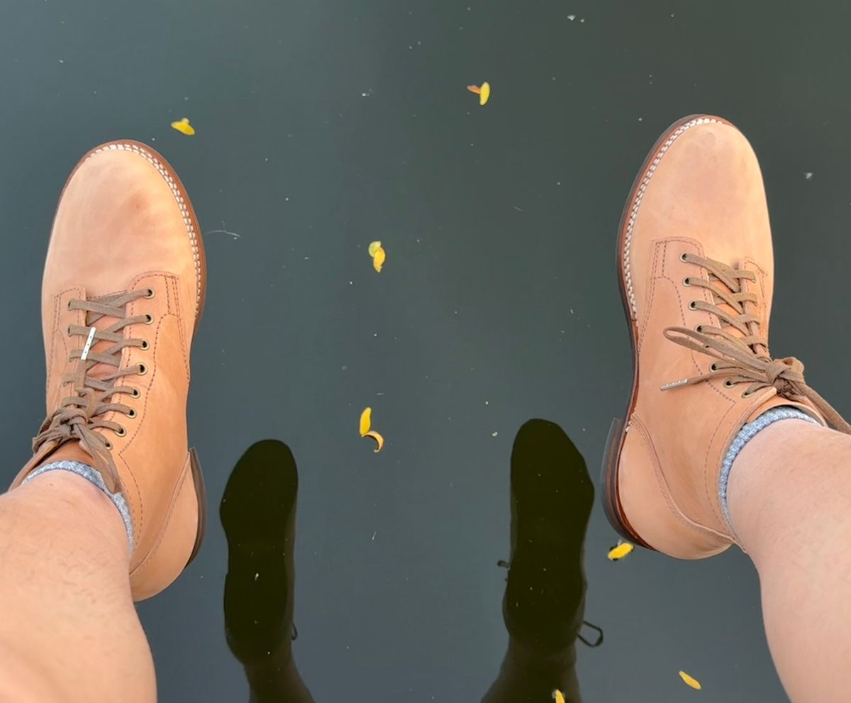 Photo by chris.8888 on October 3, 2025 of the Oldspeed Service Boot 6” in Horween Russet Horsehide Strips.