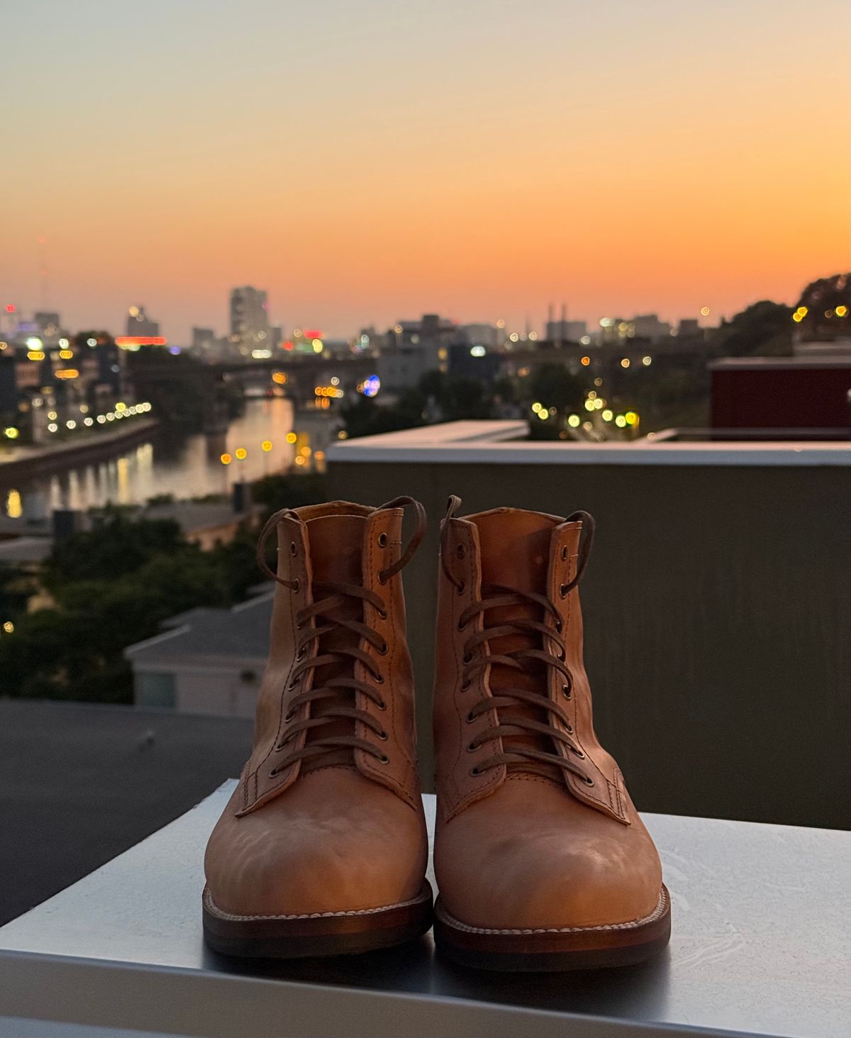 Photo by chris.8888 on October 3, 2025 of the Oldspeed Service Boot 6” in Horween Russet Horsehide Strips.