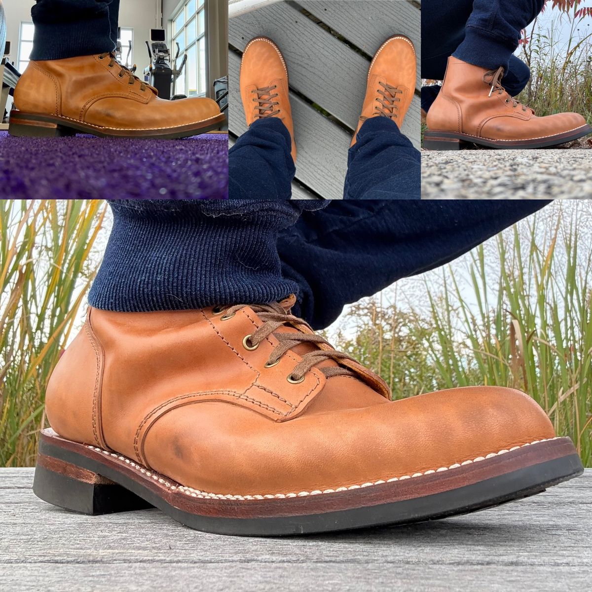 Photo by chris.8888 on October 18, 2025 of the Oldspeed Service Boot 6” in Horween Russet Horsehide Strips.